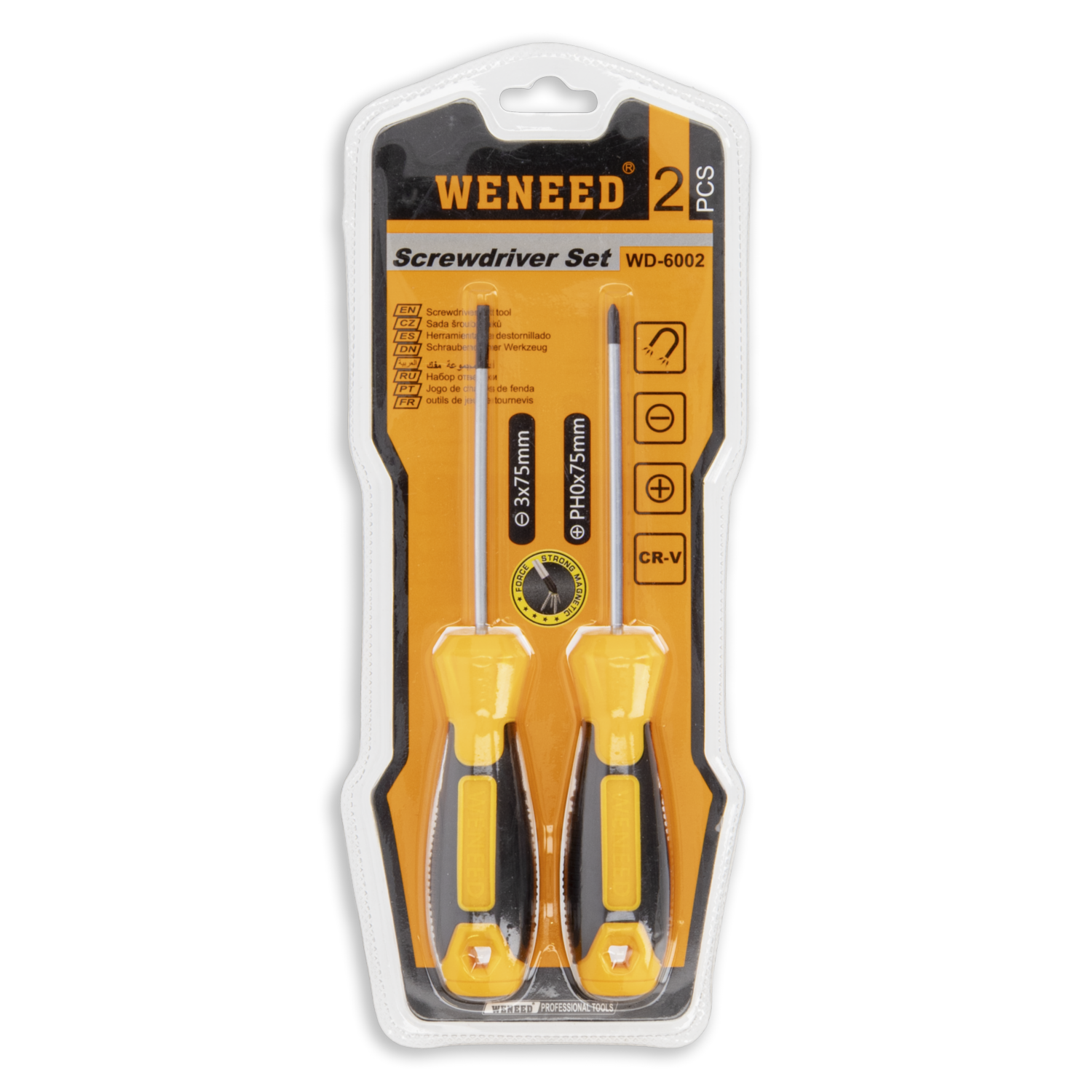 Set De Destornilladores Plano Y Cruz 3 X 75 +- WENEED 2 Piezas