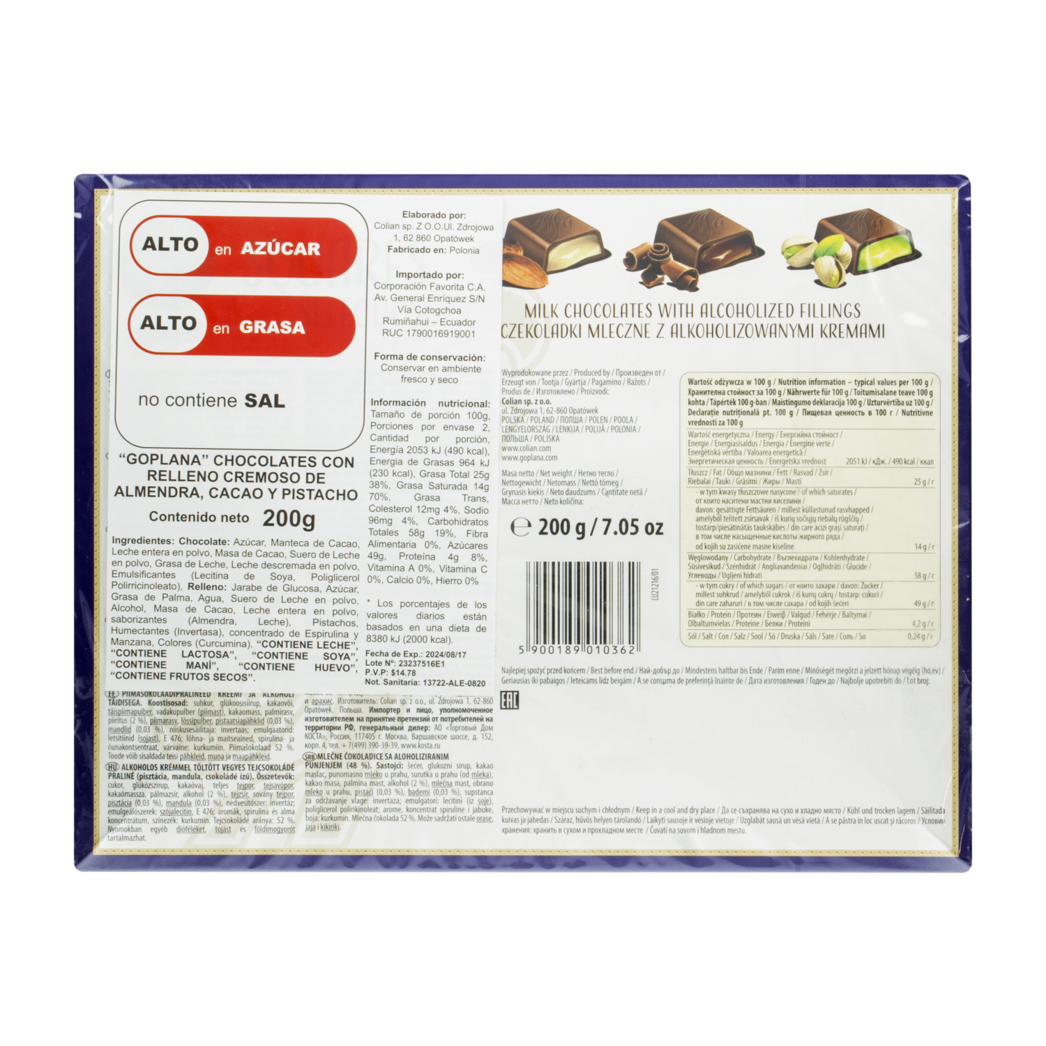Estuche De Chocolates Rellenos Square Collection GOPLANA 200 G