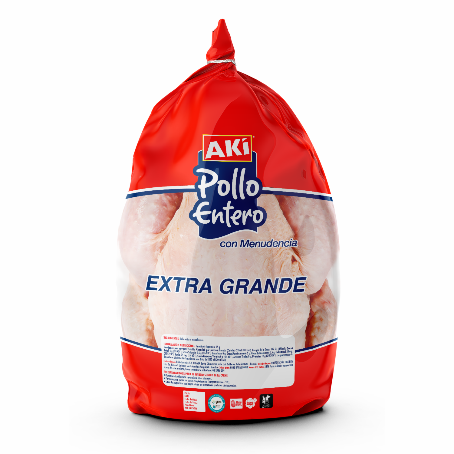 Pollo Entero Extra Grande Con Menudencias AKÍ Al Peso