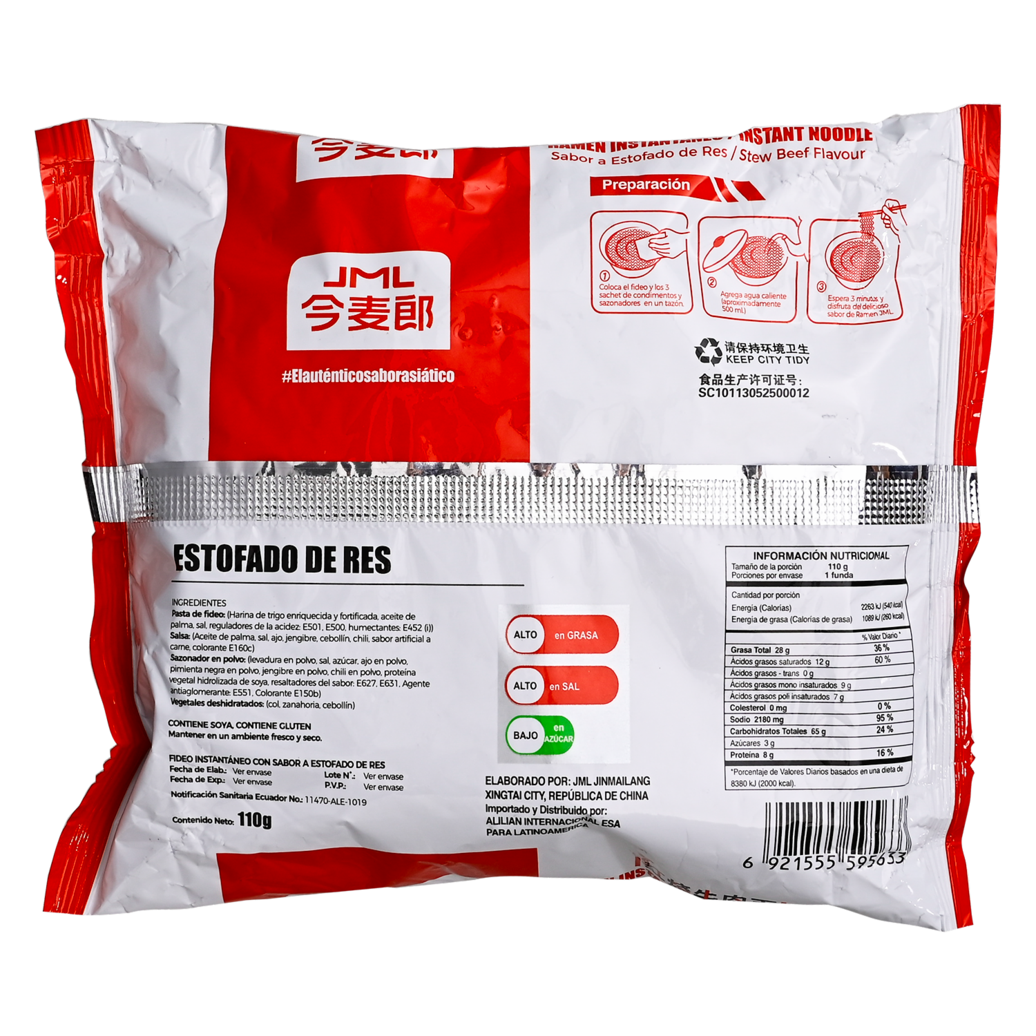 Ramen Estofado De Res JINMAILANG 110 G