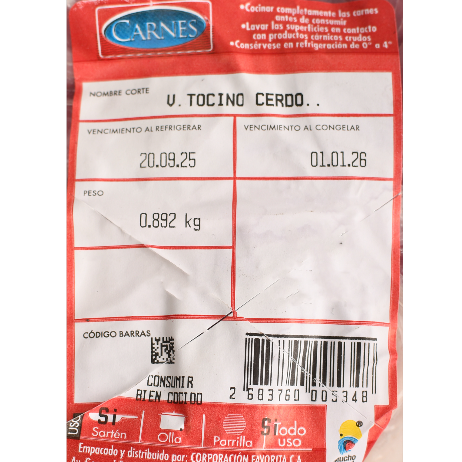Tocino De Cerdo SUPERCARNES Al Peso