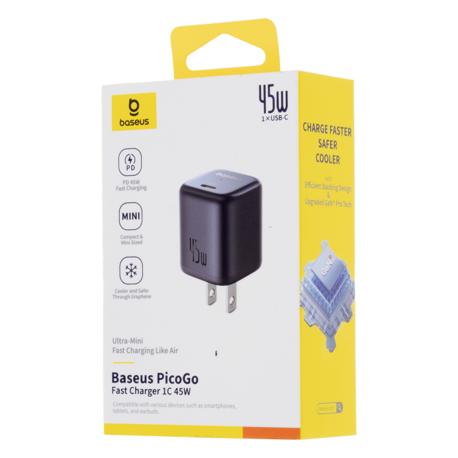 Cargador Rapido Pico Go Gan 1C Us Negro BASEUS 45 W