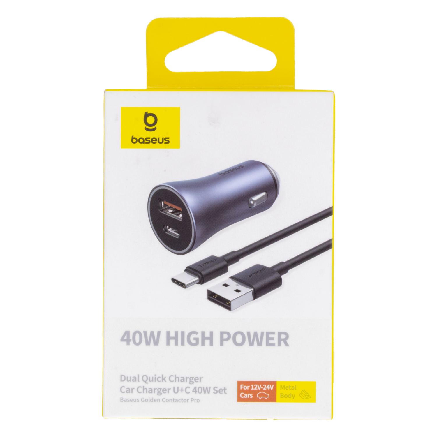 Cargador Para Auto Golden Contactor Pro Dual Quick USB-A + Type-C BASEUS 40 W