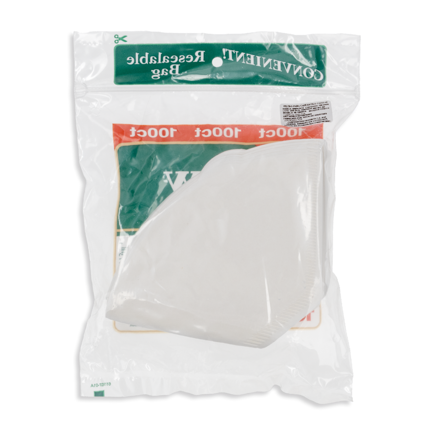 Filtro De Café Cono #2 BREW RITE X 100 Uds