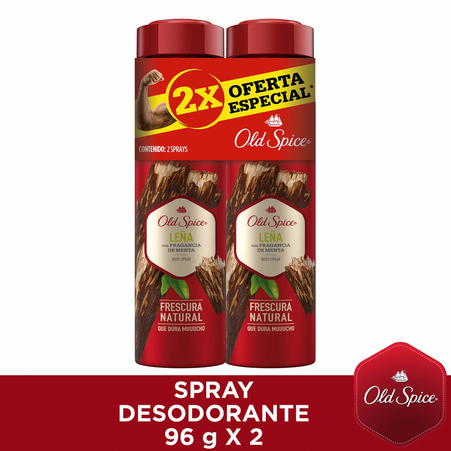 Body Spray Leña OLD SPICE 2 X 96 G