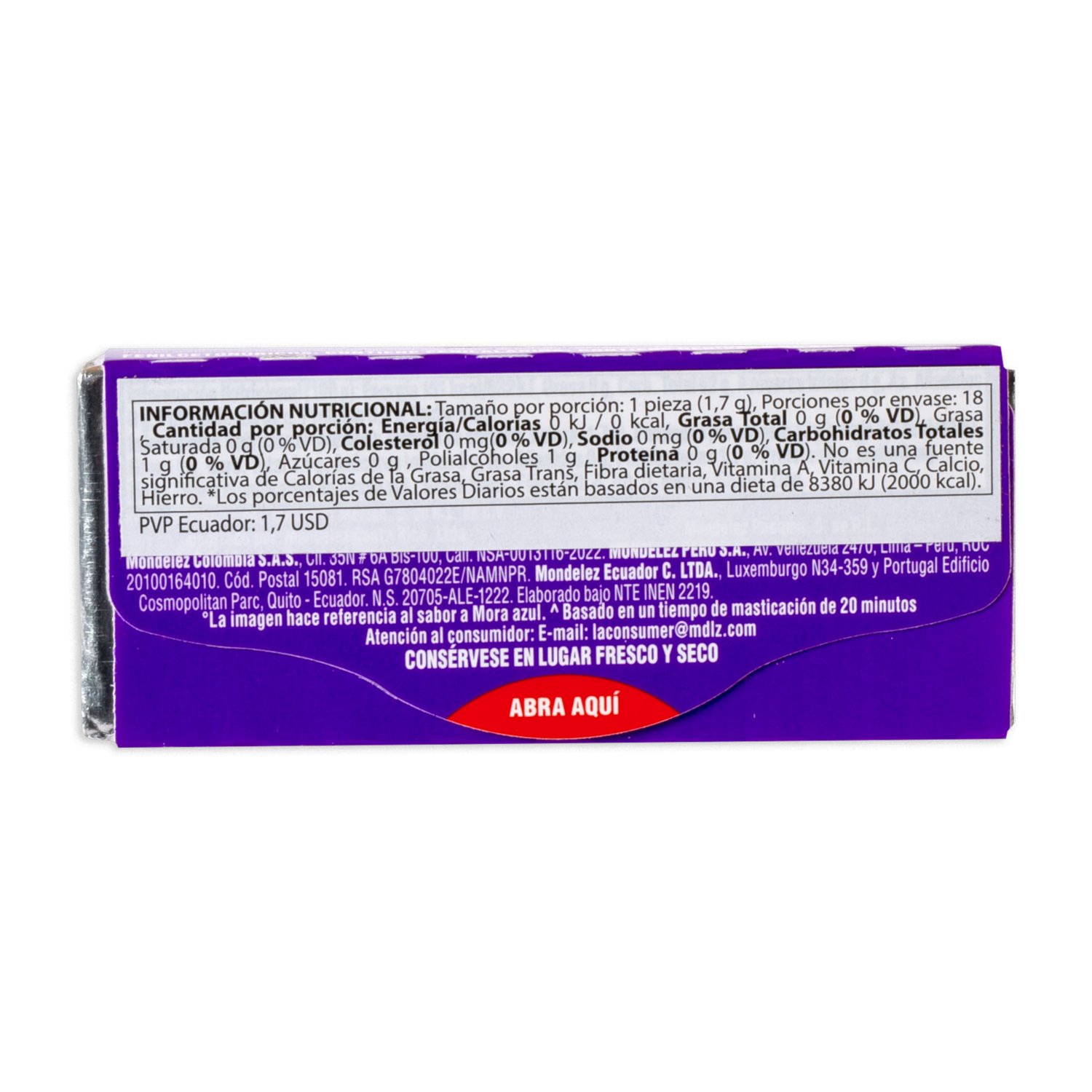 Chicles Sabor A Mora Azul TRIDENT 30.60 G