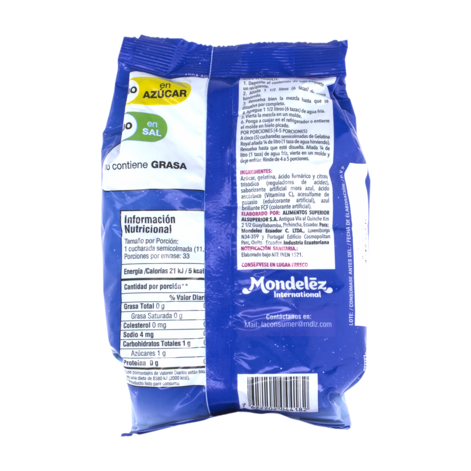 Gelatina Sabor Mora Azul ROYAL 380 G
