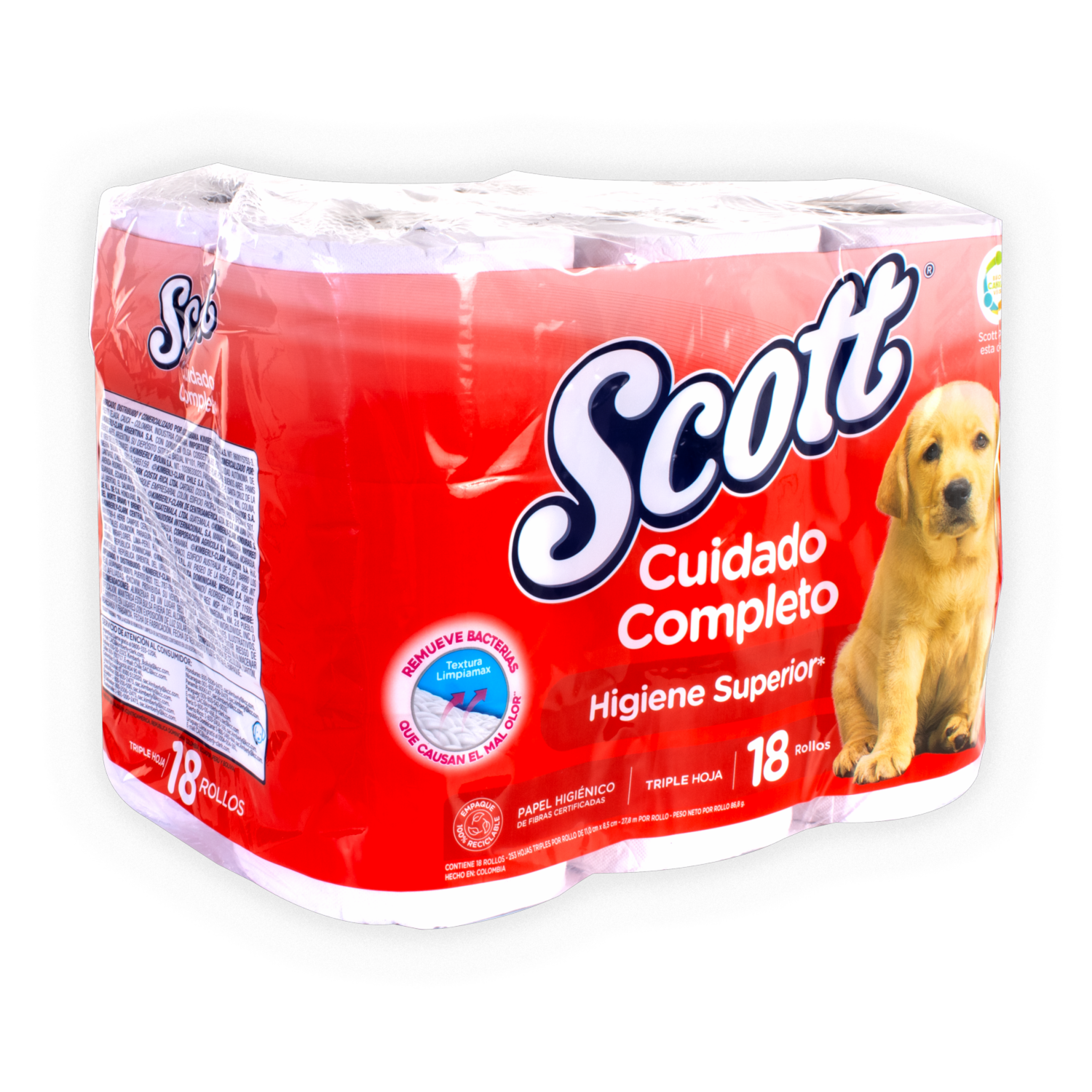 Papel Higiénico Cuidado Completo Triple Hoja SCOTT 18 Rollos