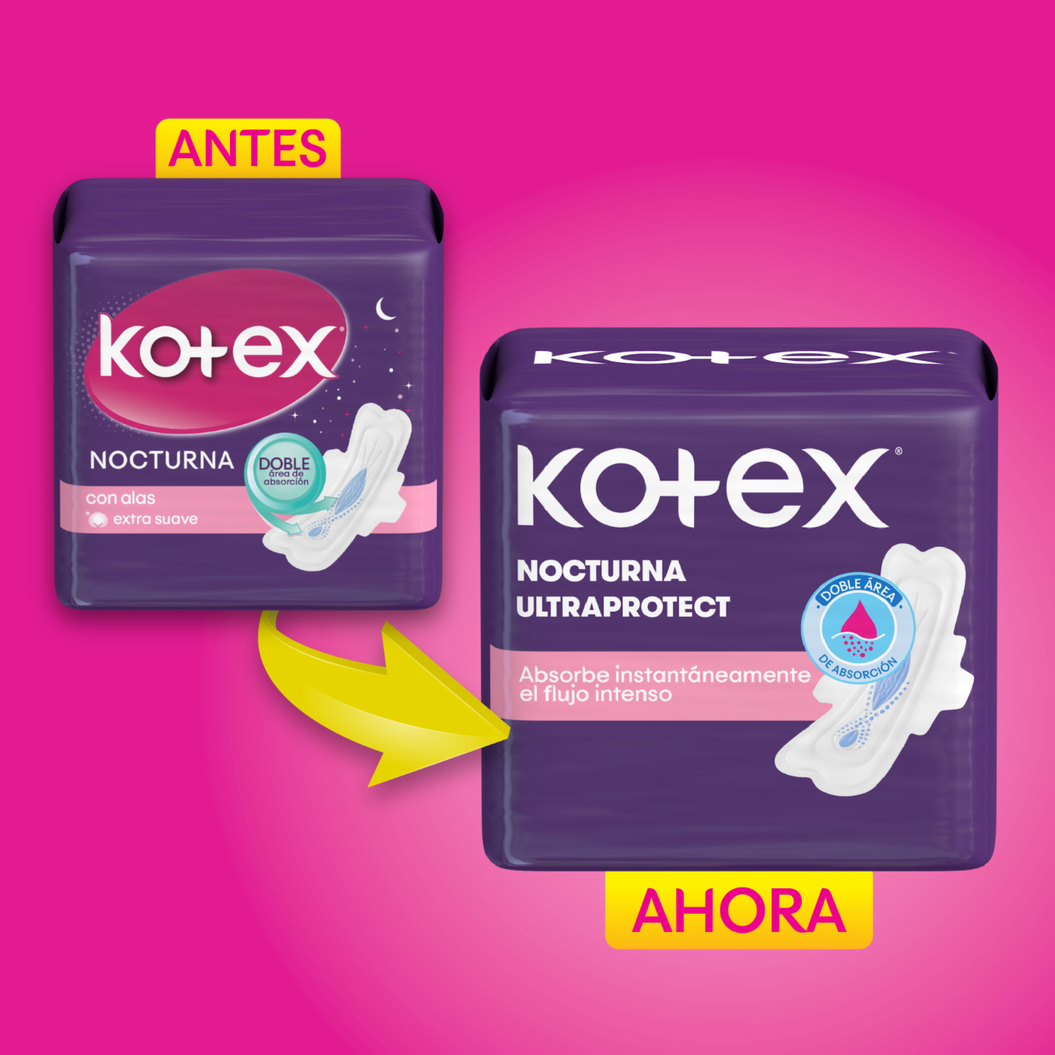Toallas Higiénicas Femeninas Nocturna Ultraprotect KOTEX X 16 Uds