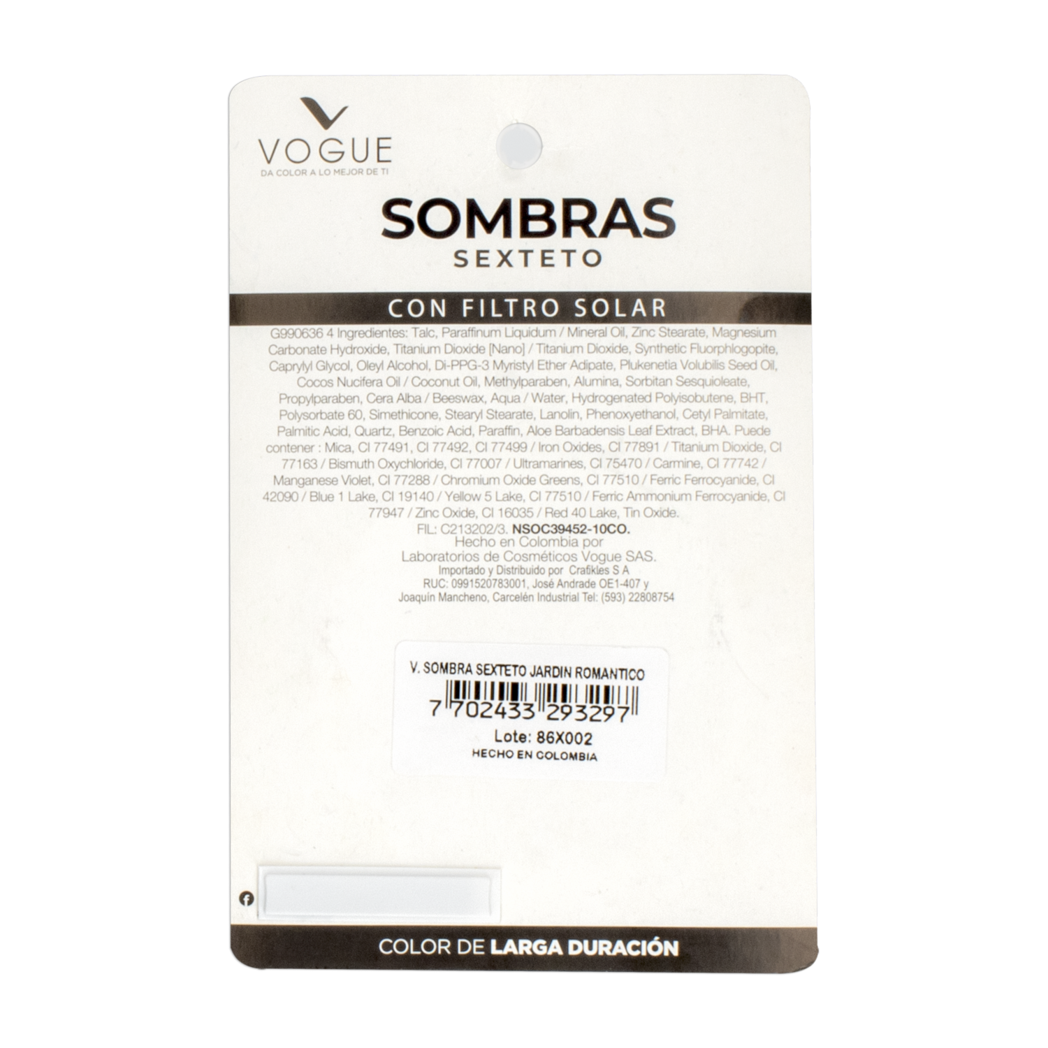Sombra De Ojos De 6 Colores VOGUE Unidad