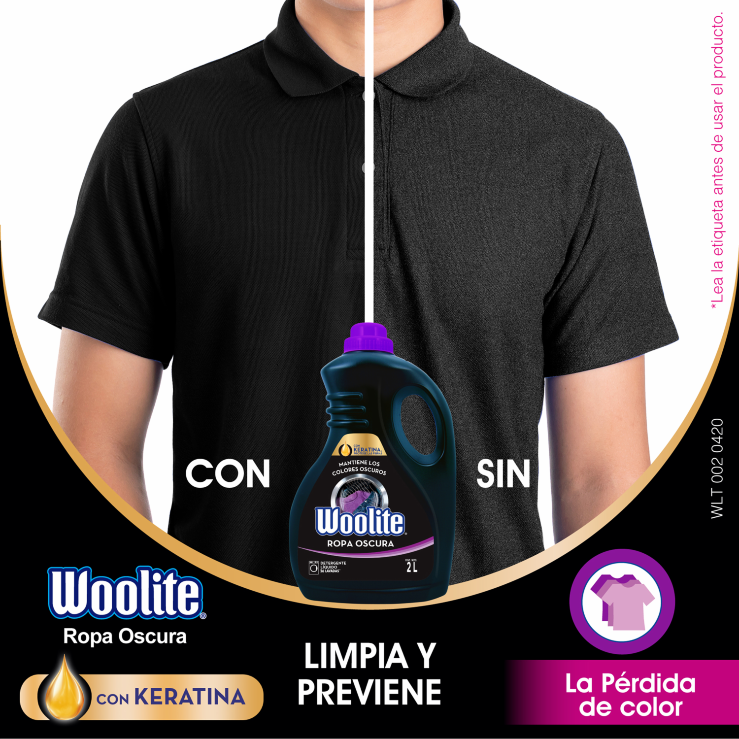 Detergente Líquido Ropa Oscura Con Keratina WOOLITE Botella