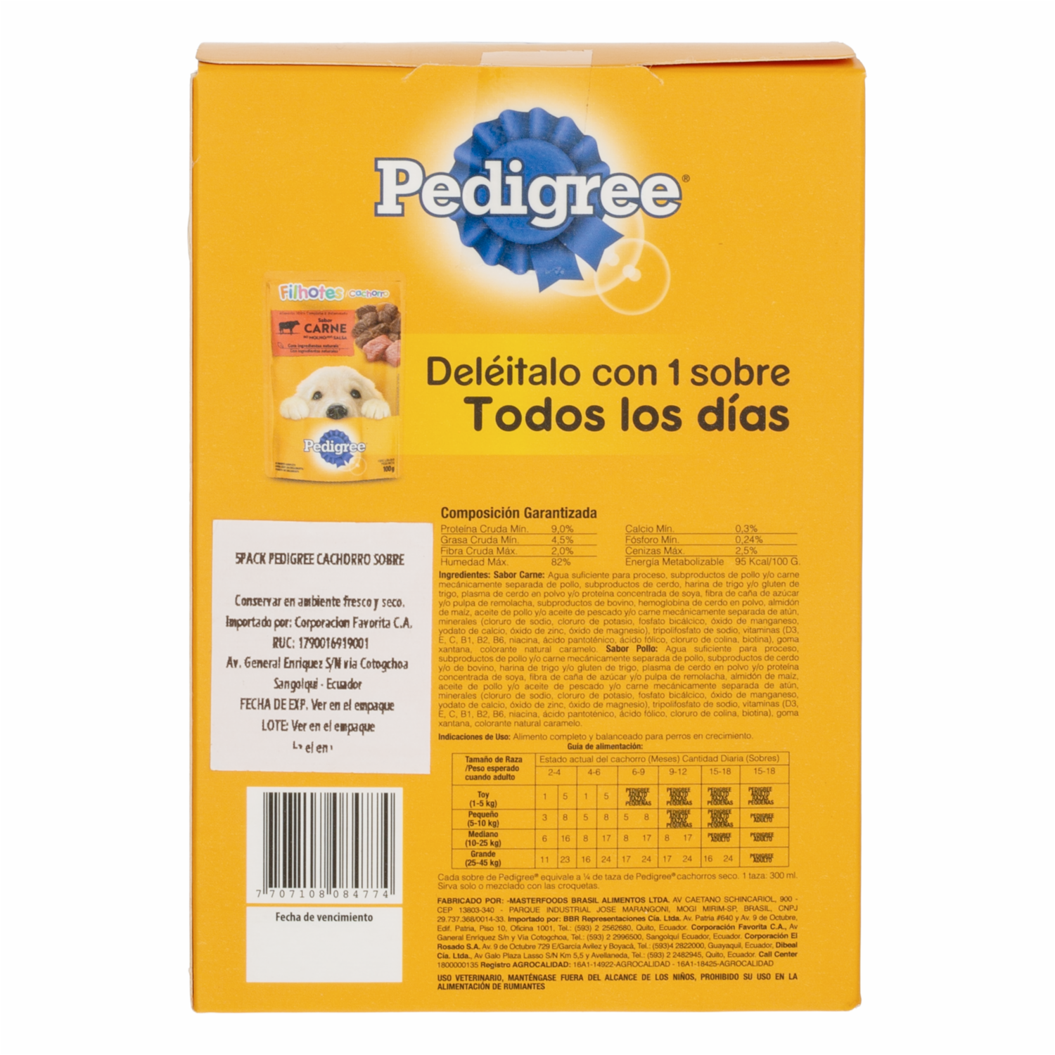 Alimento Húmedo Para Perros Cachorros 5 Sobres Con Sabores Variados PEDIGREE 5 X 100 G