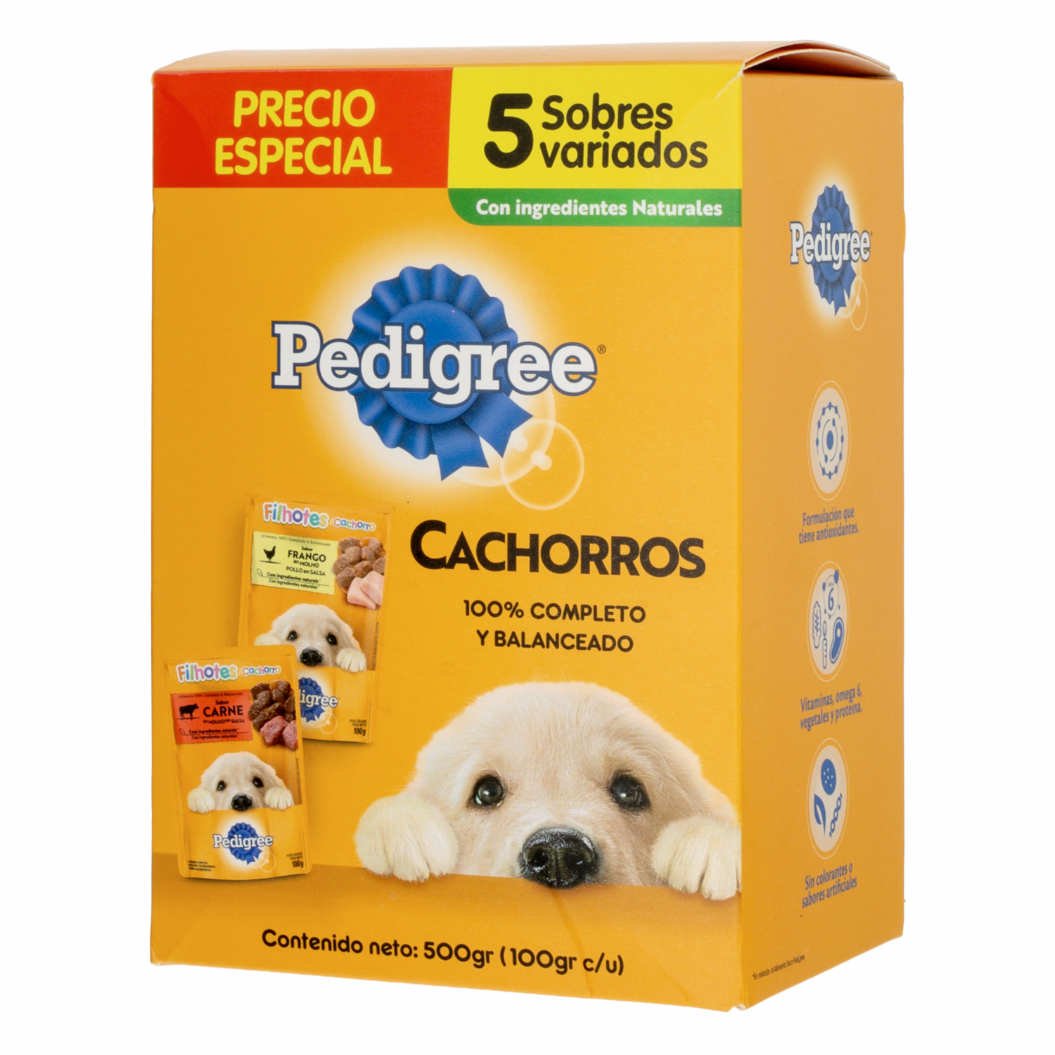 Alimento Húmedo Para Perros Cachorros 5 Sobres Con Sabores Variados PEDIGREE 5 X 100 G