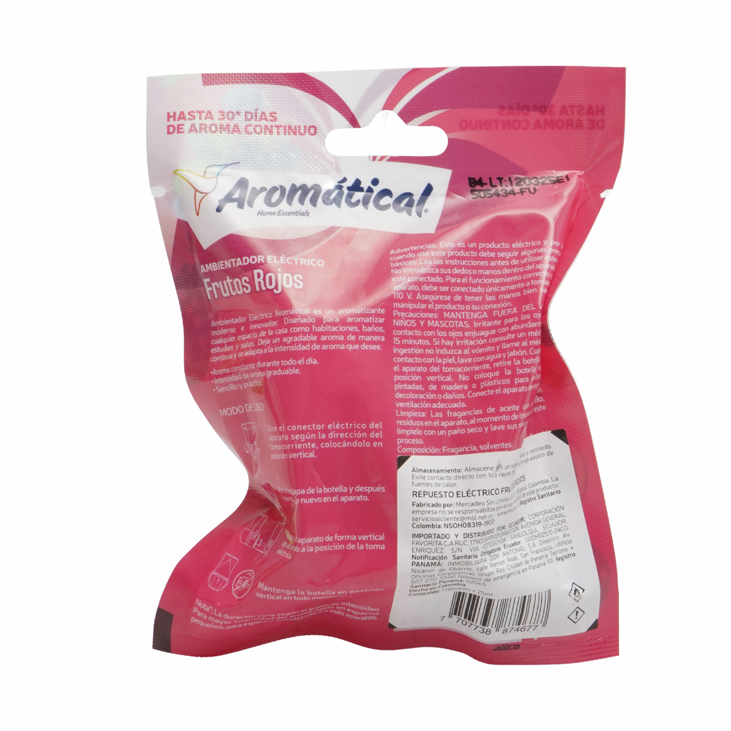Repuesto Ambientador Eléctrico Frutos Rojos AROMÁTICAL 25 Ml