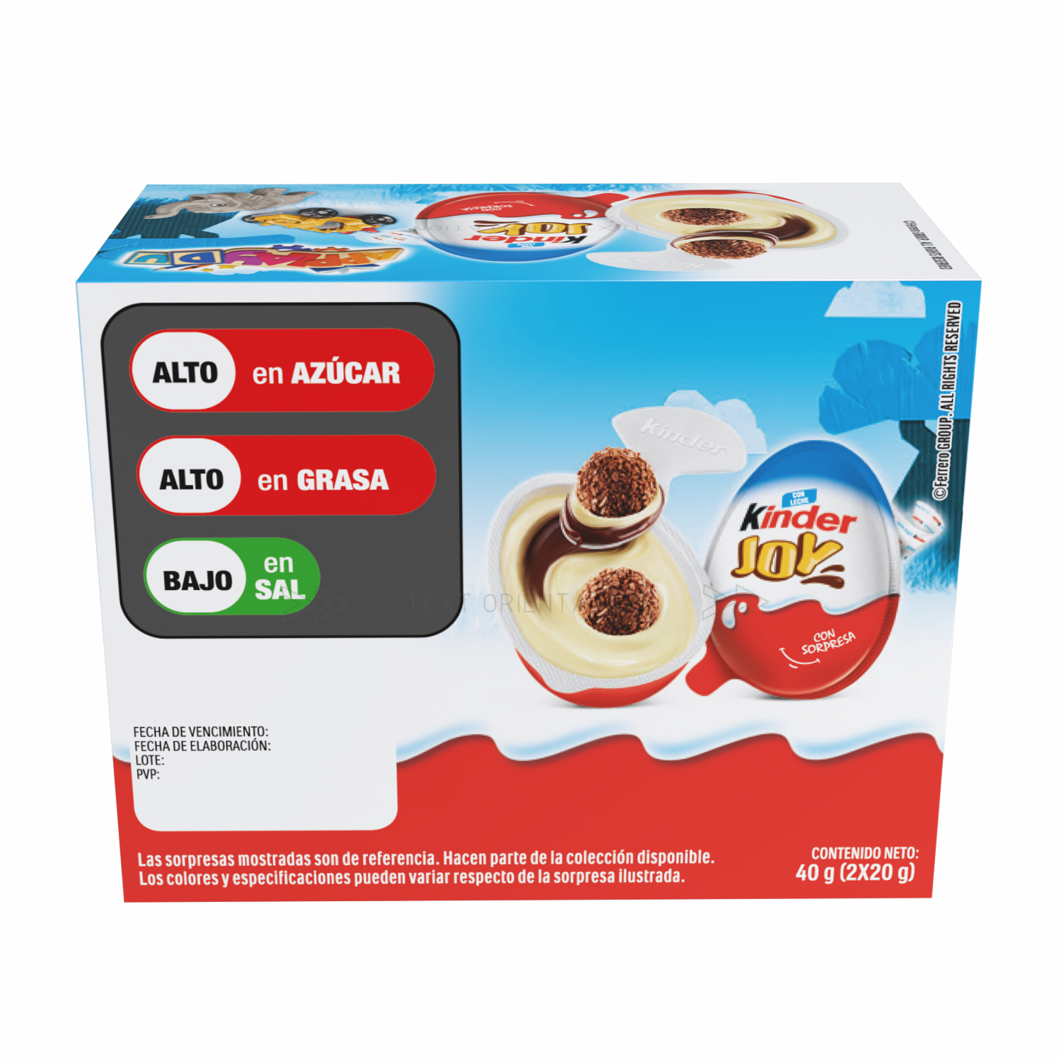 Huevo Sorpresa Azul De Leche Y Avellanas Con Bolitas Waffer KINDER JOY 2 X 20 G