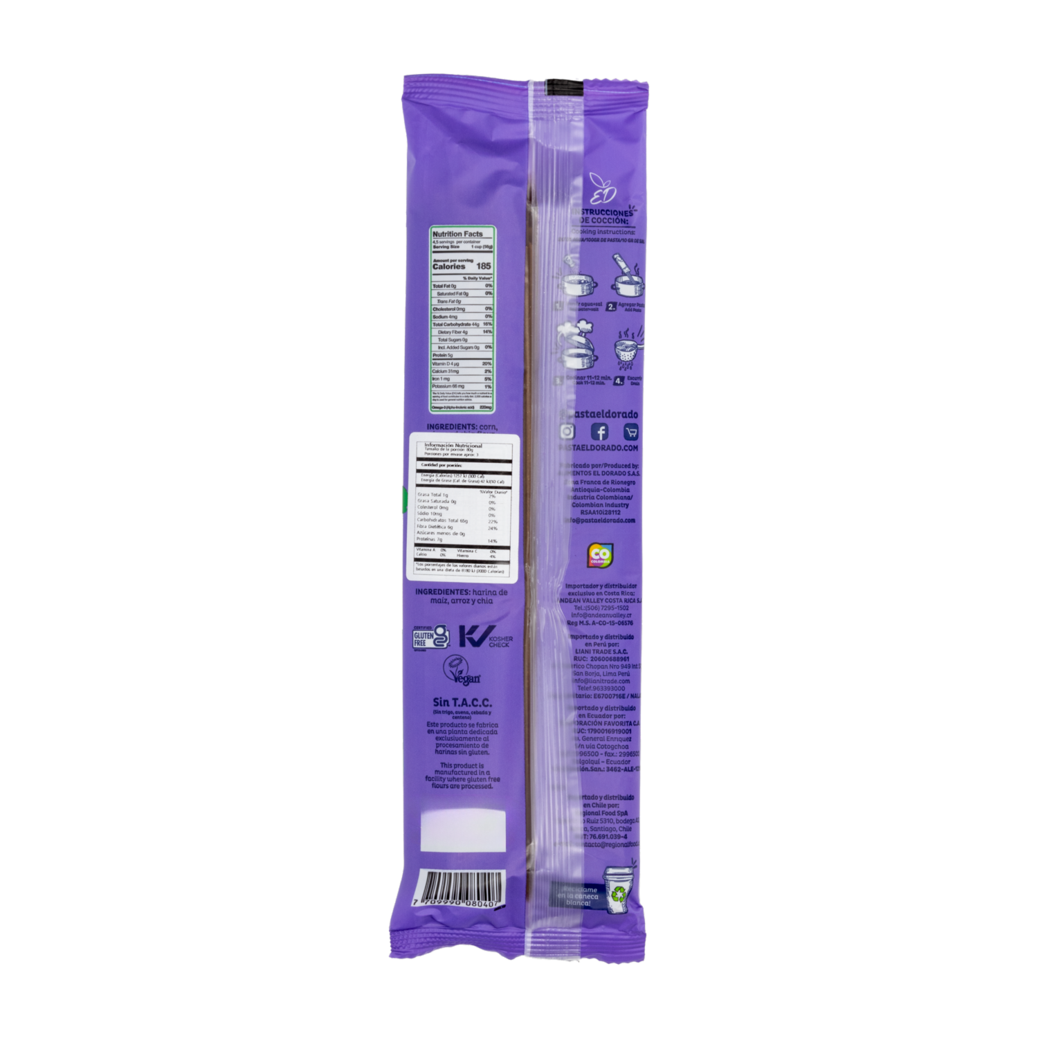 Pasta Chía Spaghetti EL DORADO 250   G