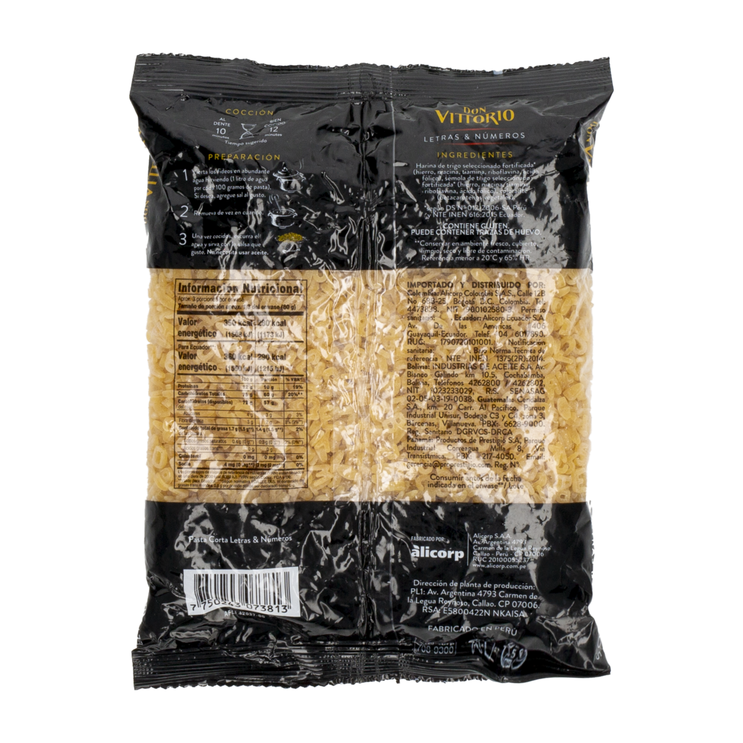 Fideo Letras Y Número DON VITTORIO 235 G