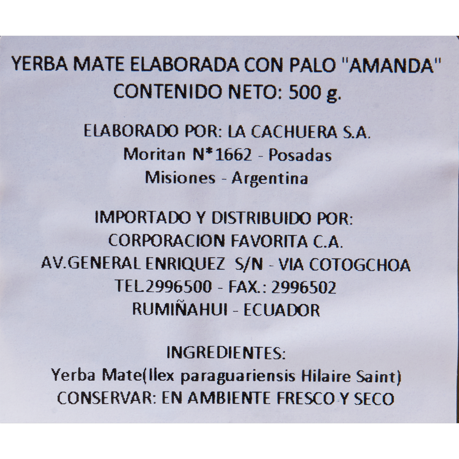 Yerba Mate Con Palo + Lata AMANDA 500 G