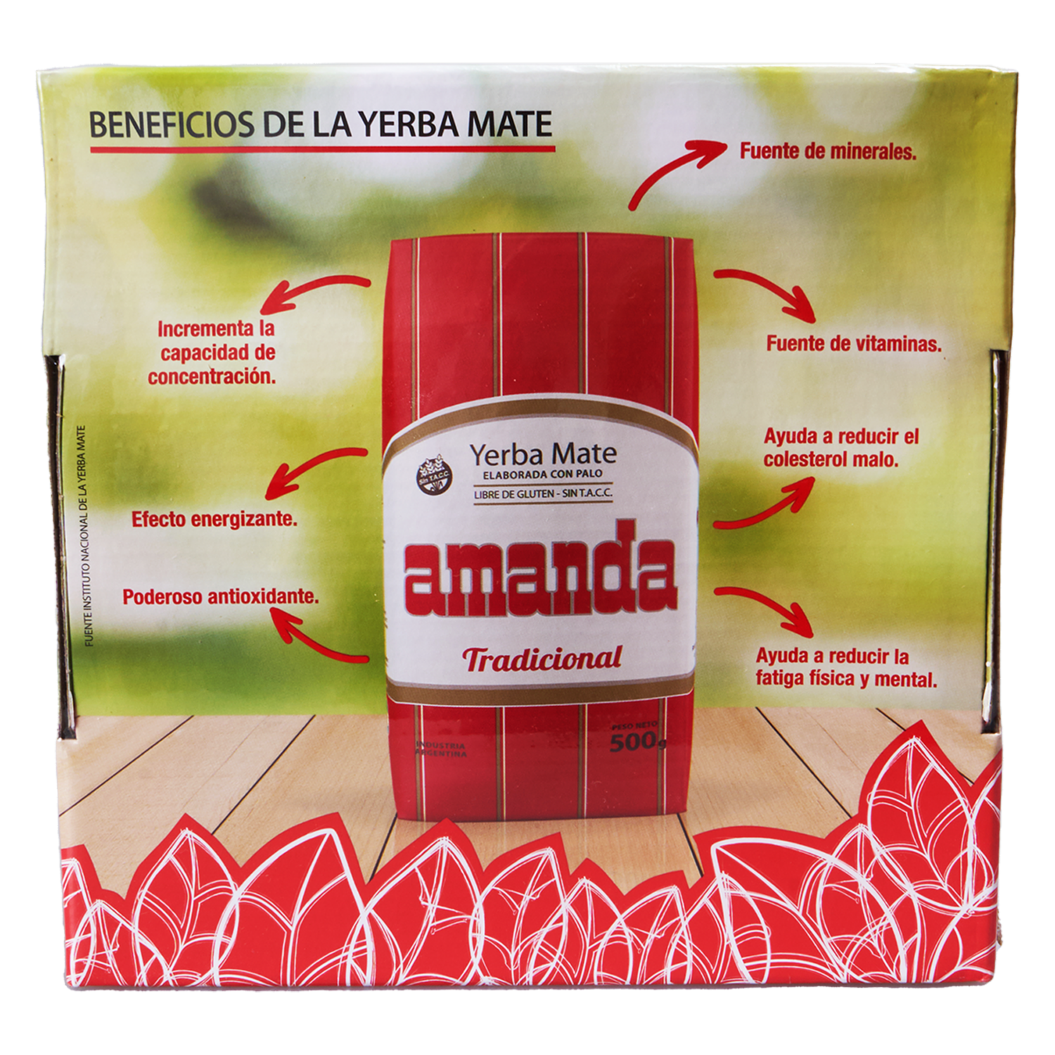Yerba Mate Kit Acero Inoxidable AMANDA 500 G