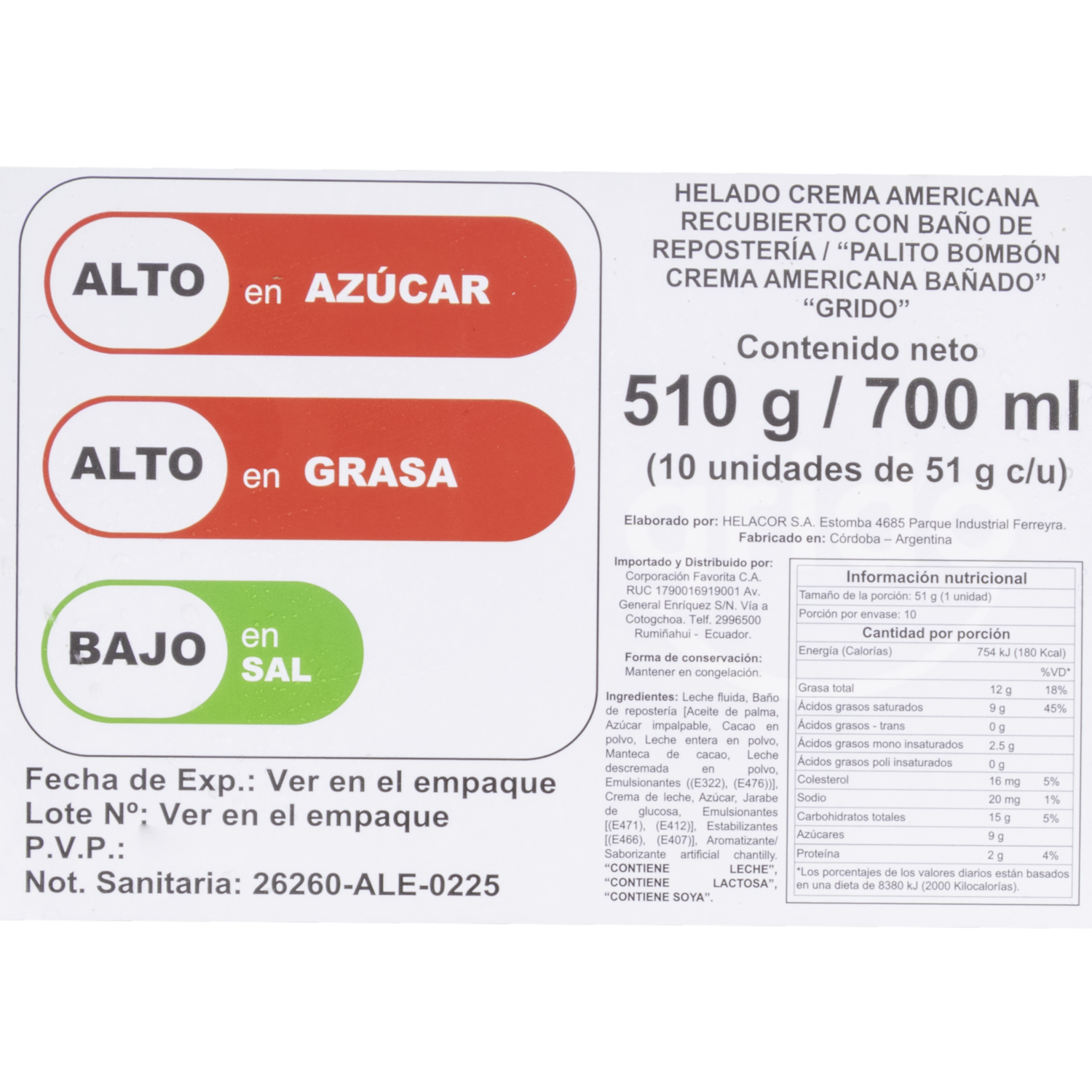 Helado Palito Bombon GRIDO 10 X 51 G