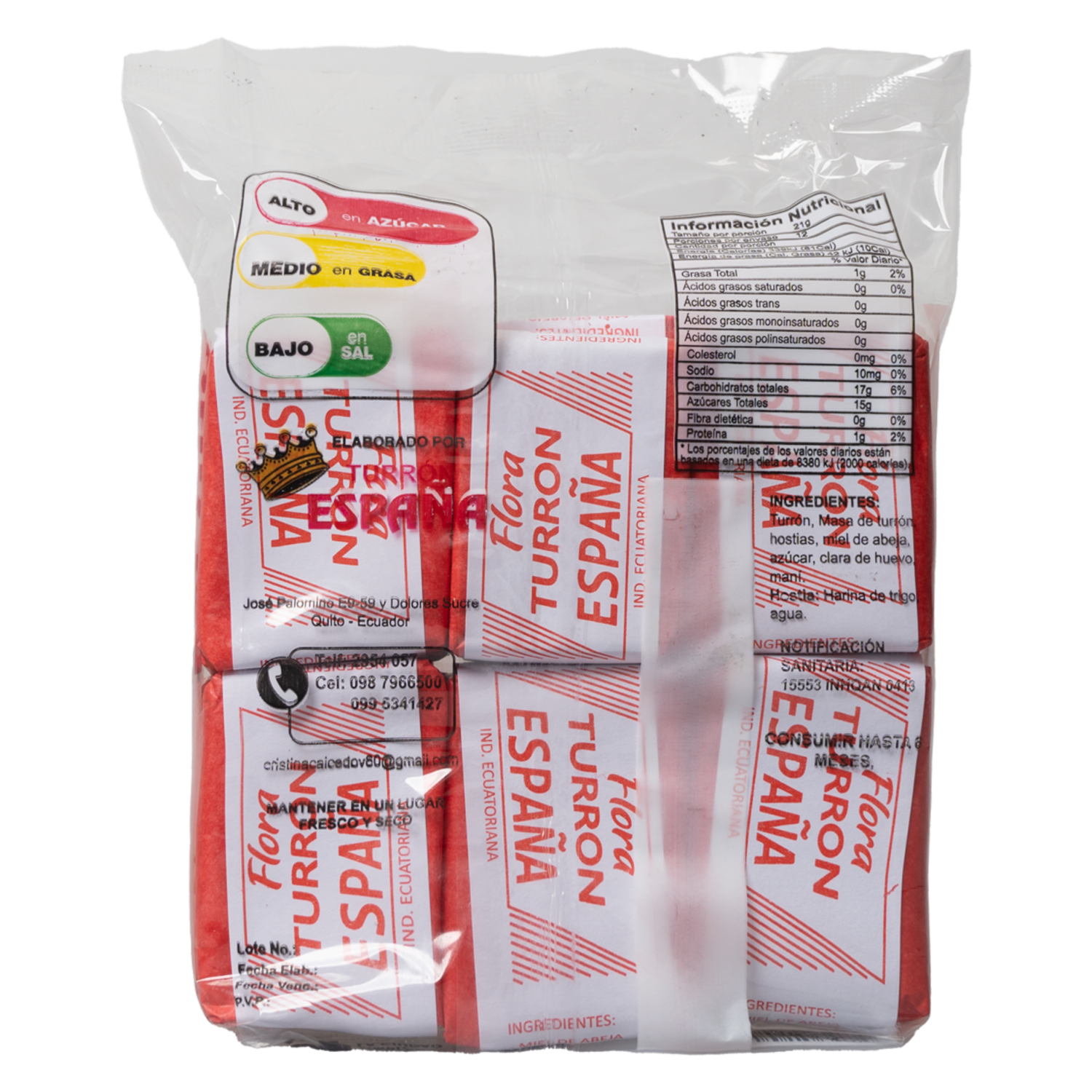 Turrón Con Maní Flora ESPAÑA 12 Uds X 21 G
