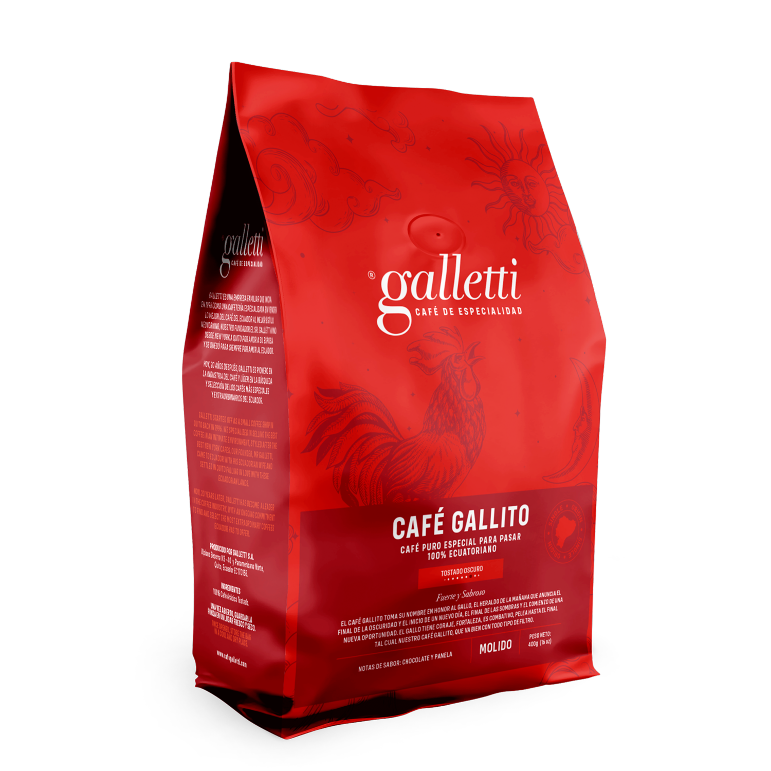 Café Tostado Y Molido Oscuro Gallito Puro GALLETTI 400 G
