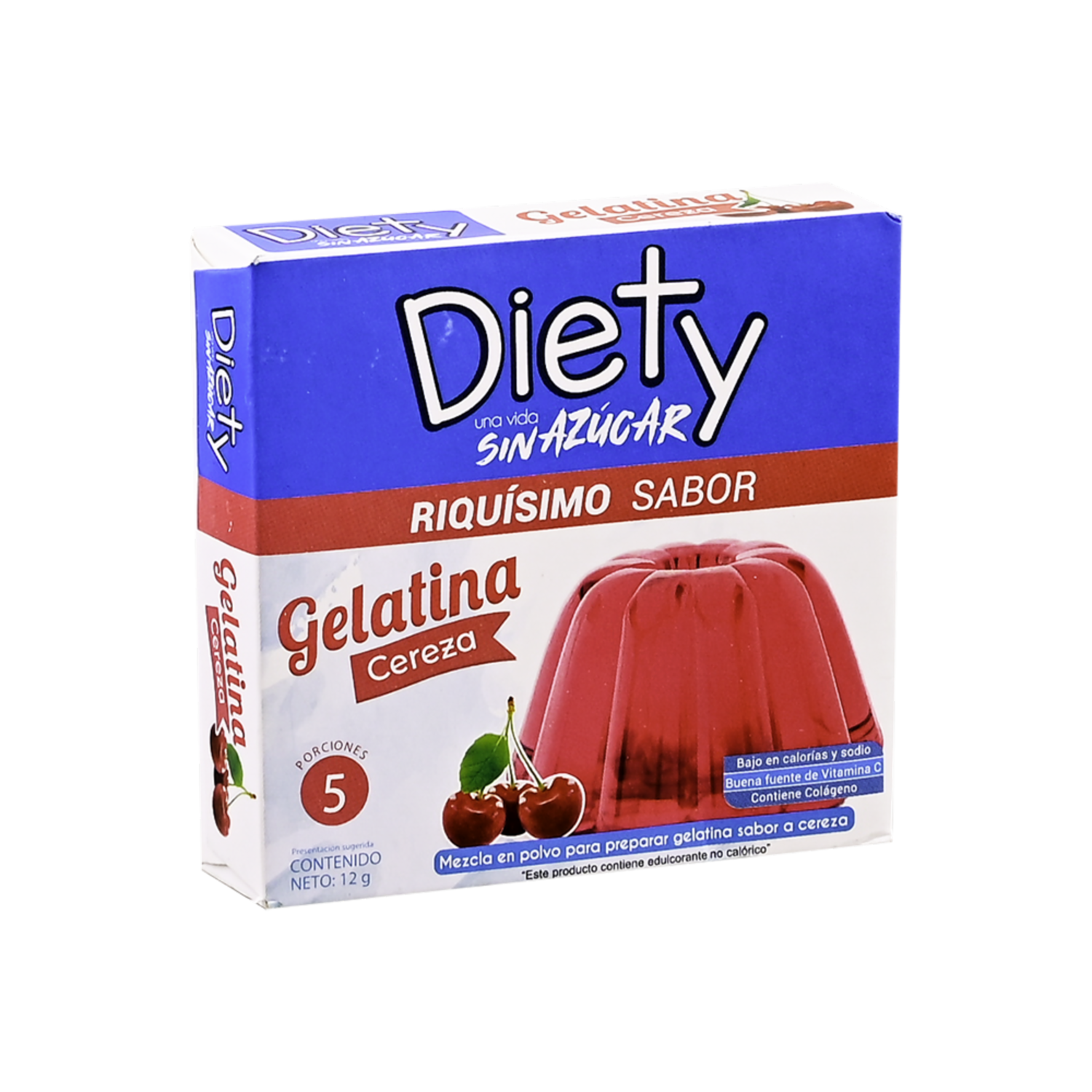 Gelatina De Cereza Sin Azúcar DIETY 5 Porciones