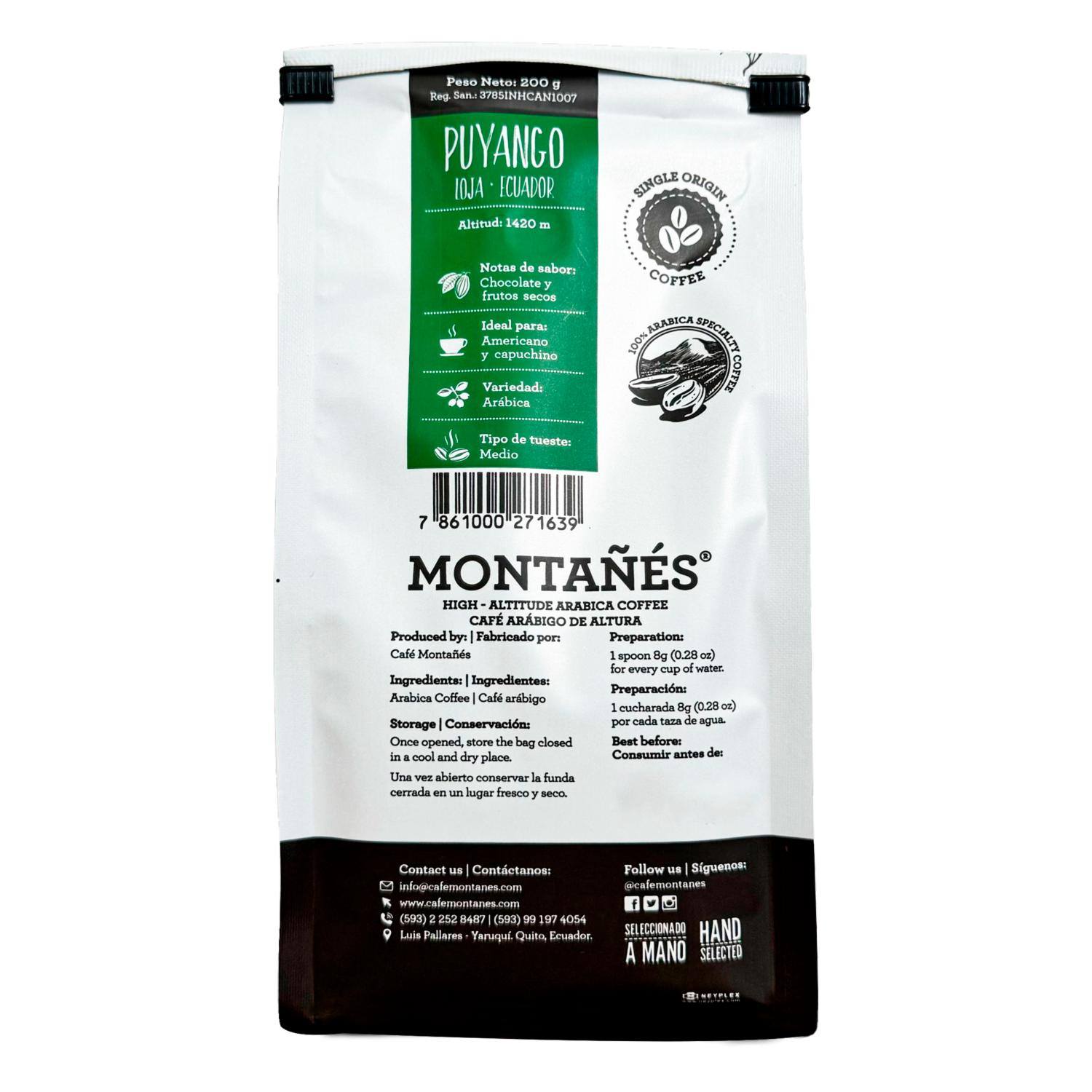 Café Tostado Y Molido Puyango MONTAÑÉS 200 G