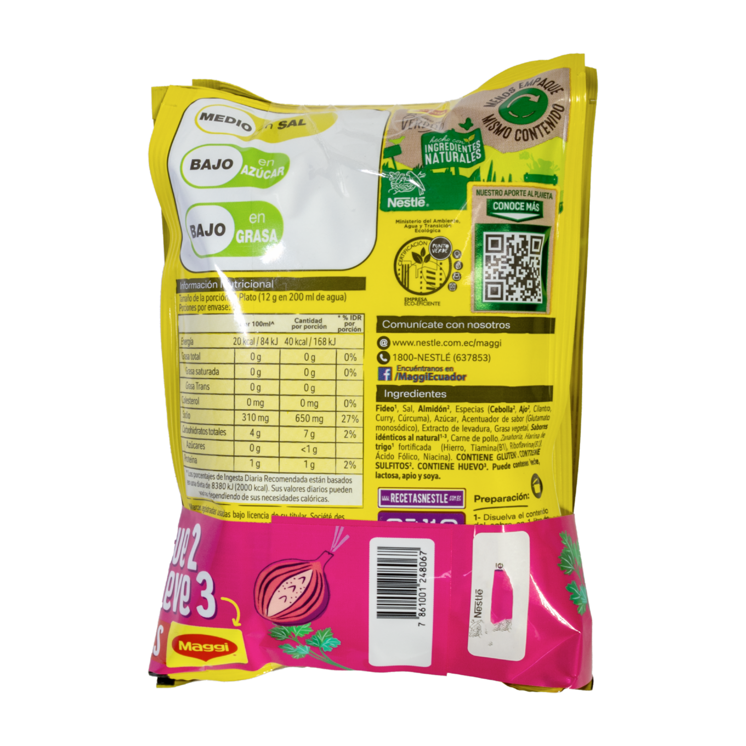 Sopa Instantánea De Pollo Con Fideo MAGGI 3 Uds X 60 G