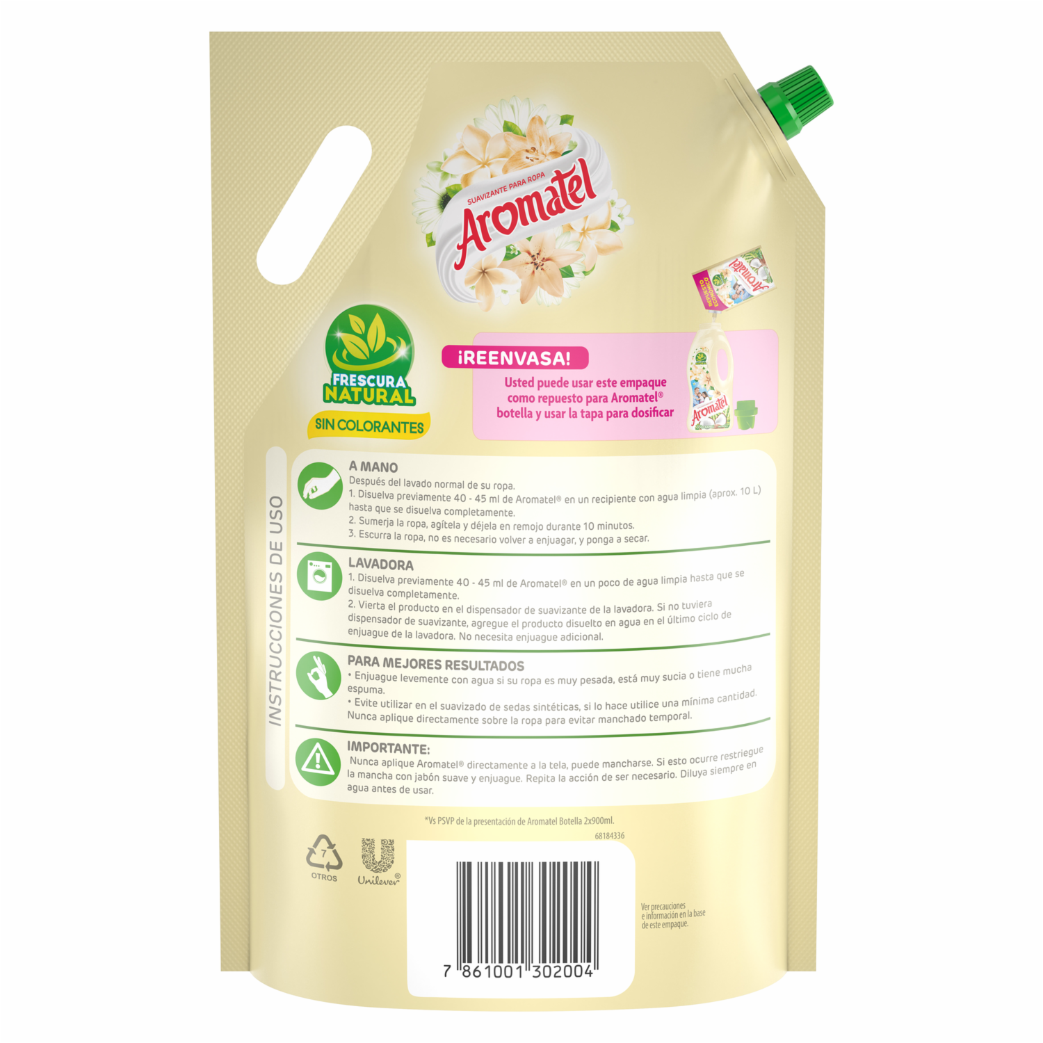 Suavizante Para Ropa Fragancia A Coco AROMATEL 1900 Ml