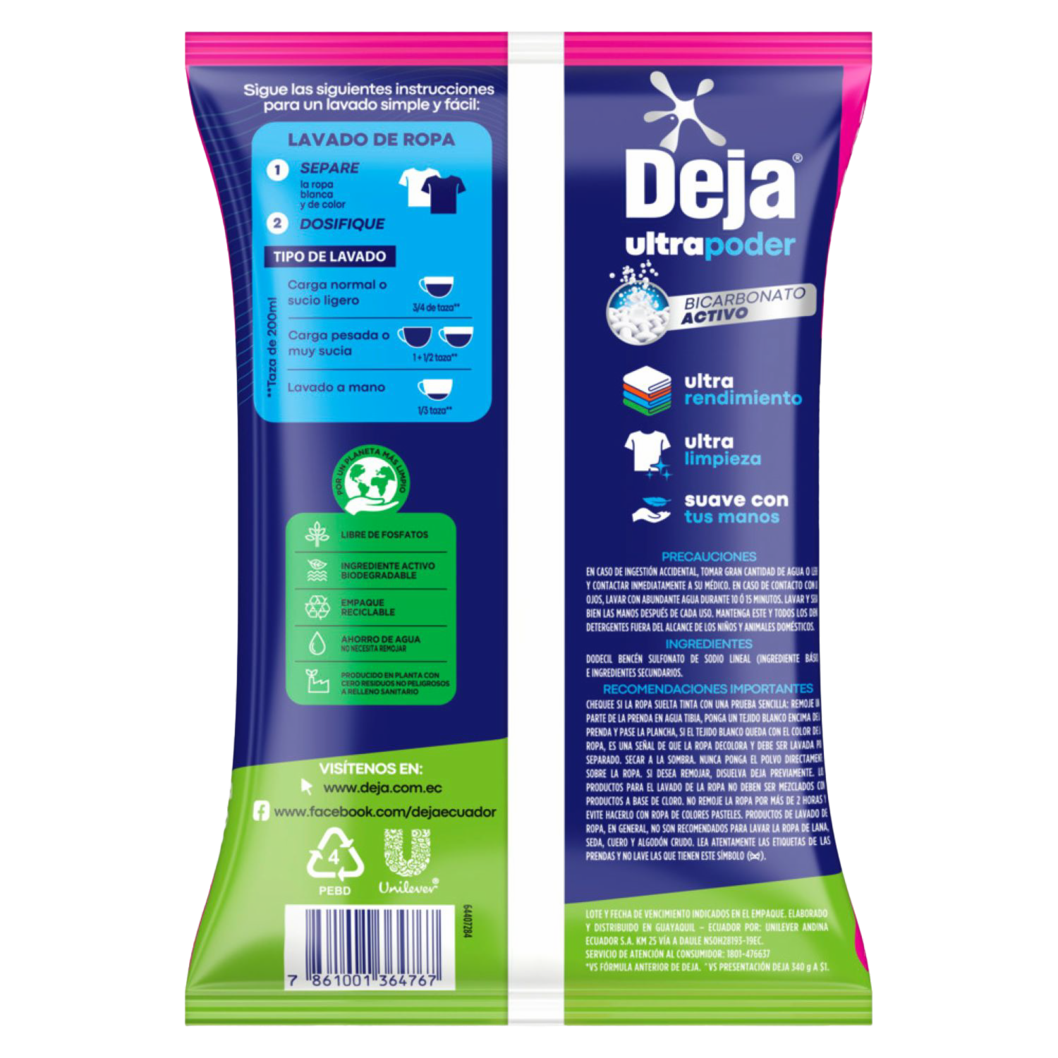 Detergente En Polvo Poder Limón DEJA 370 G