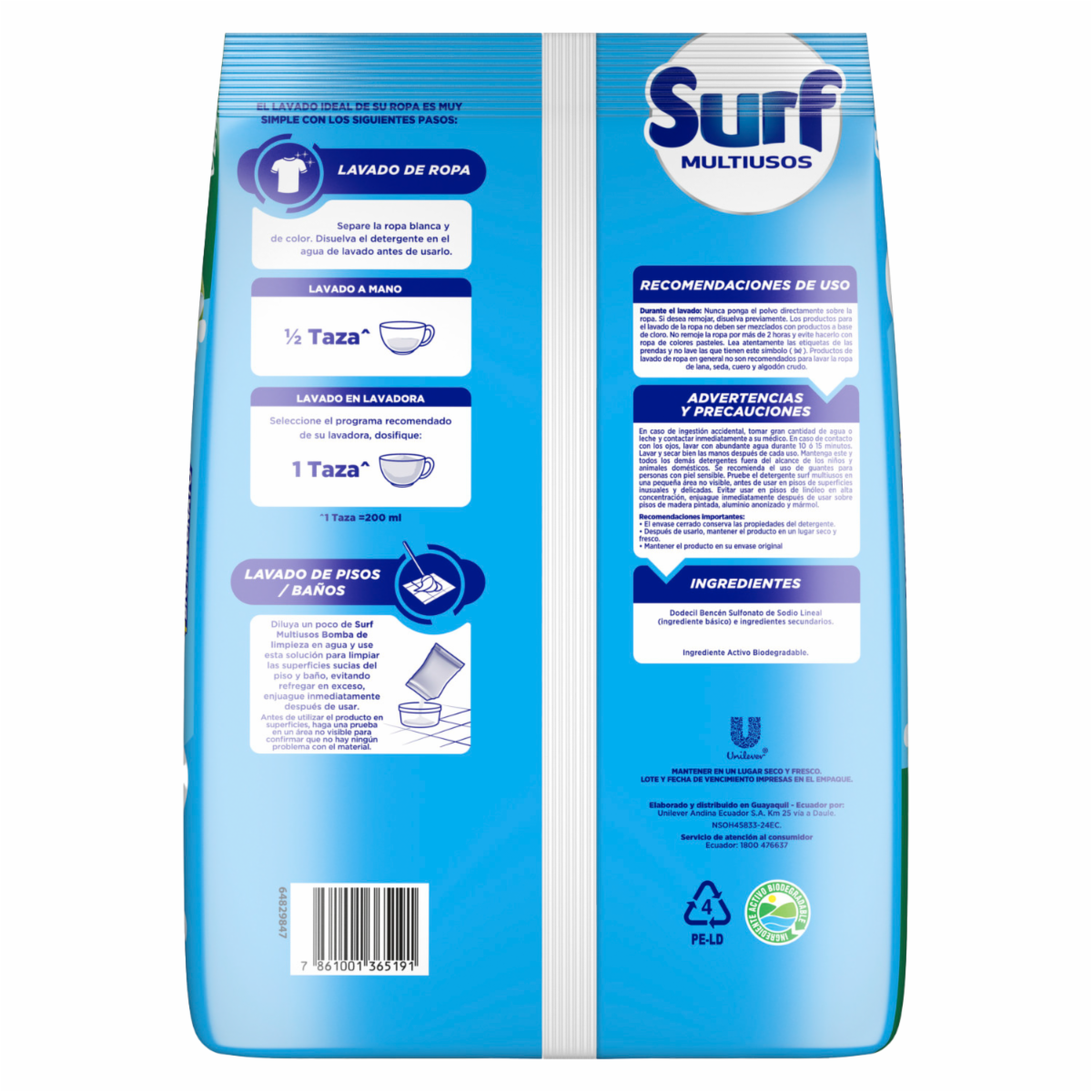 Detergente en polvo Bicarbonato & Manzana Verde SURF 5000 G