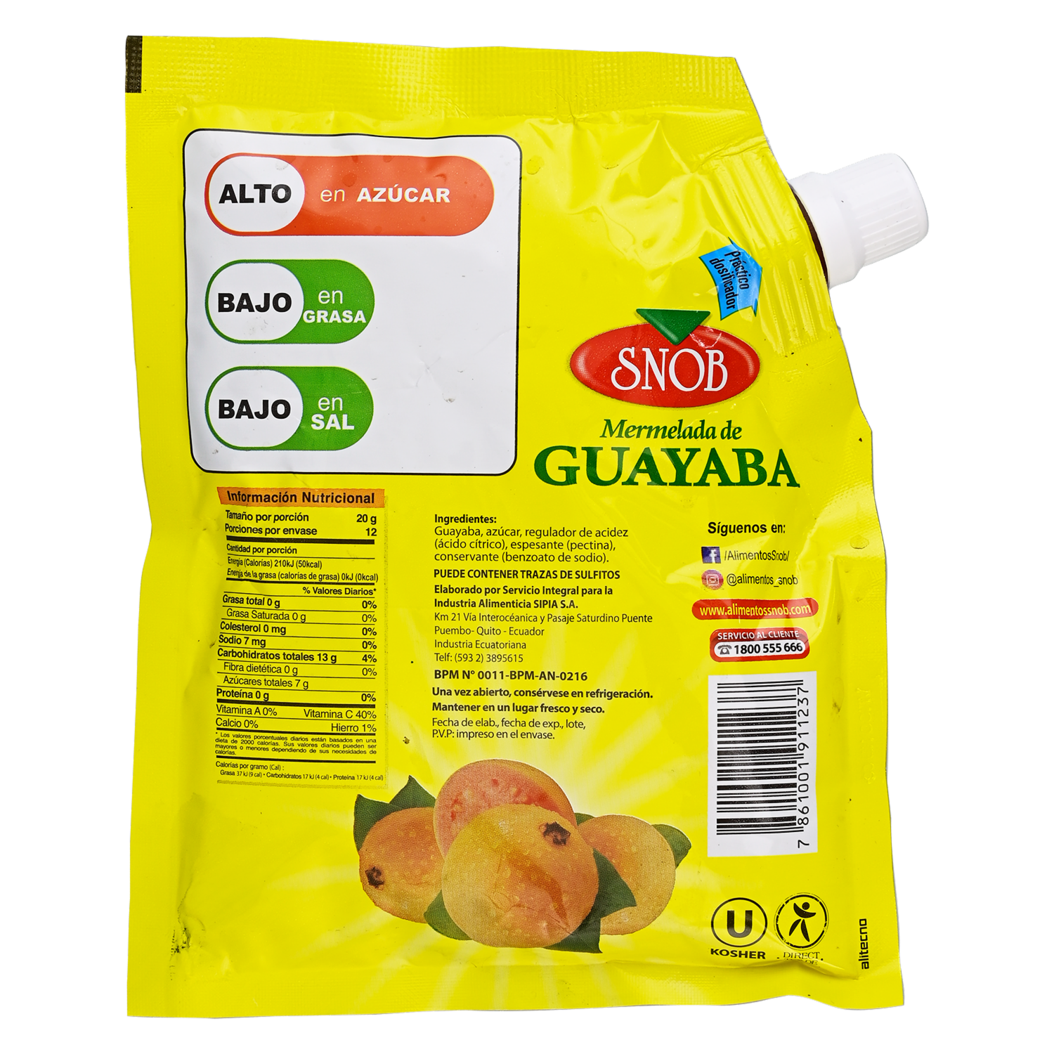 Mermelada De Guayaba En Sachet SNOB 240 G