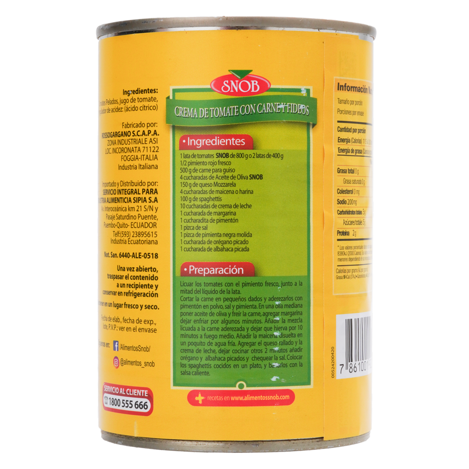 Tomates Pelados Enteros SNOB Lata