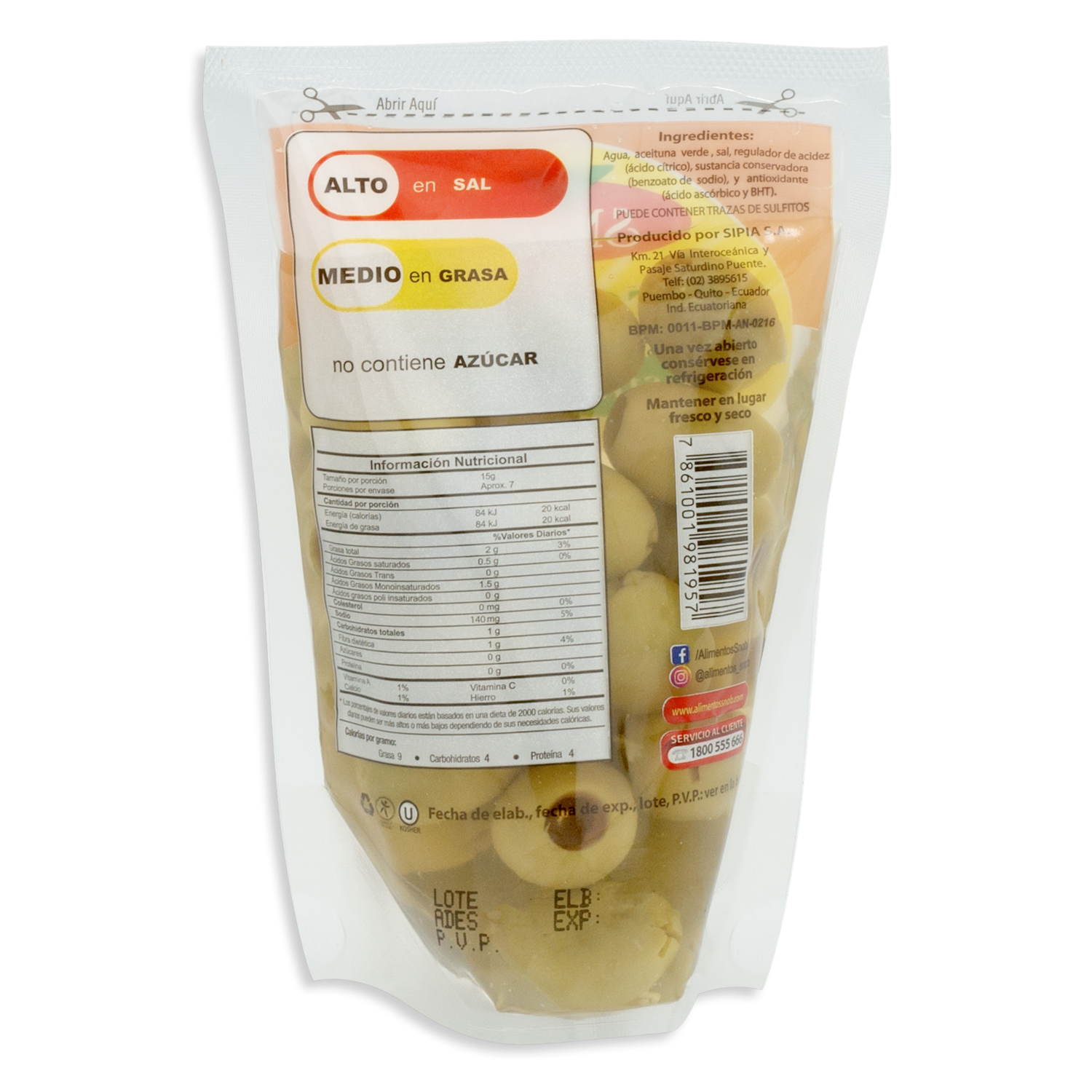 Aceitunas Descorazonadas SNOB Doy Pack