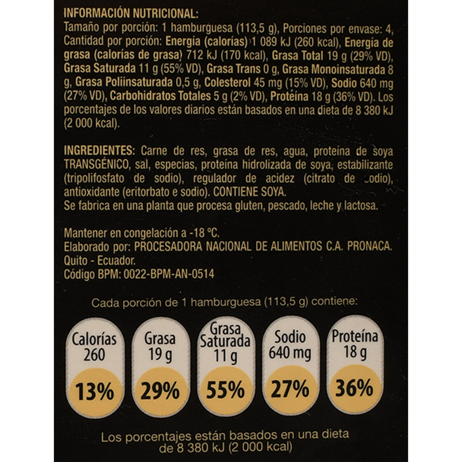 Hamburguesa De Res FRITZ 454 G