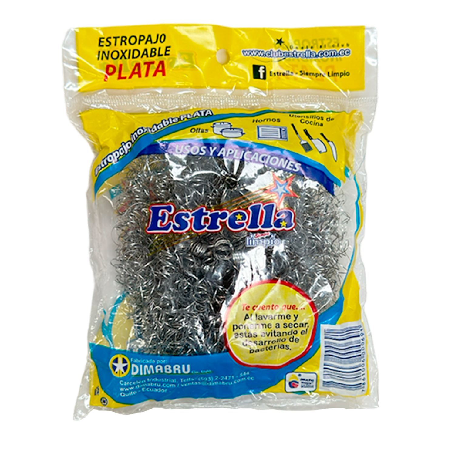 Estropajo Multiusos De Plata Inoxidables Limpia  Y Remueve Incrustaciones Rebeldes ESTRELLA Unidad