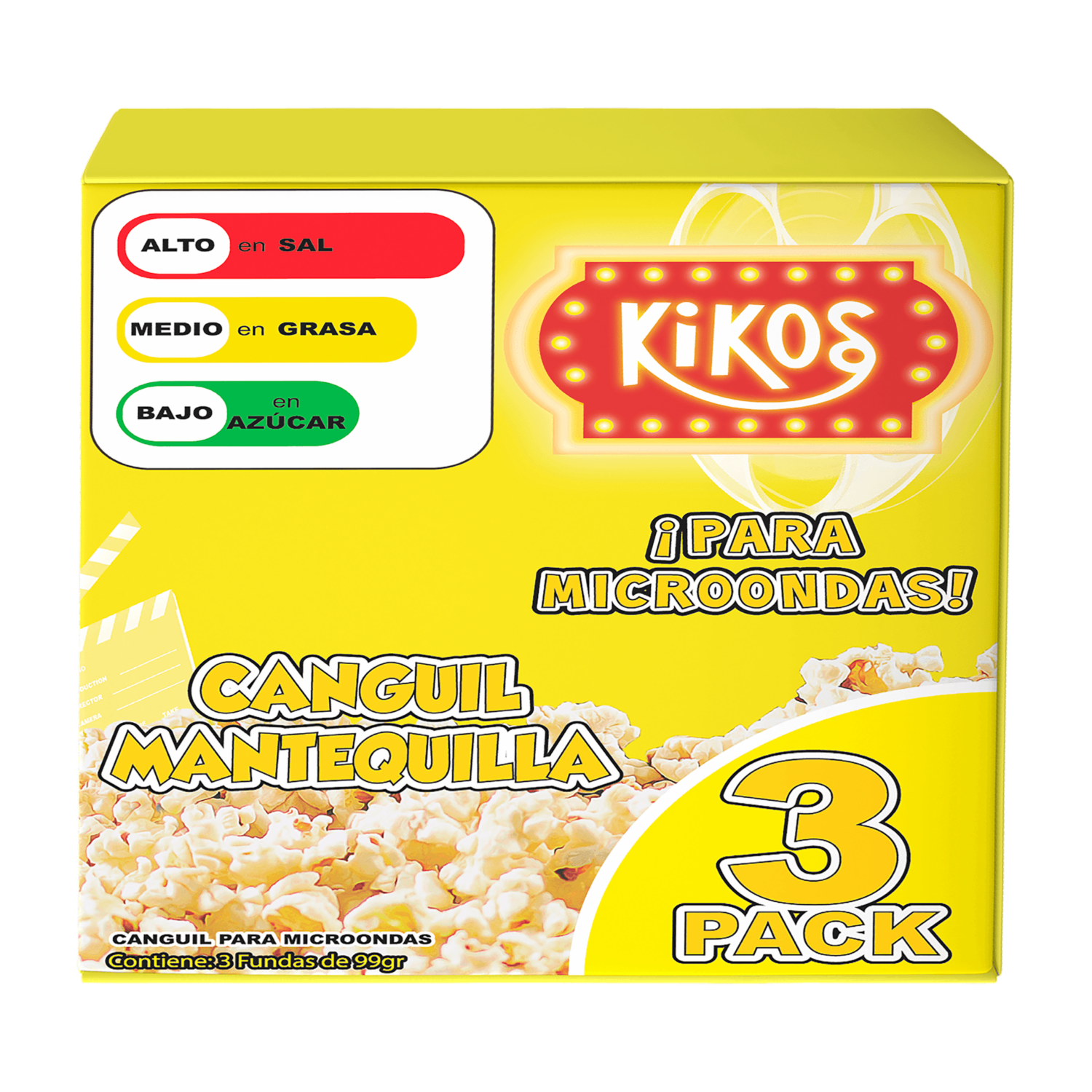 Canguil Para Microondas Con Mantequilla KIKOS Pack X3 297 G