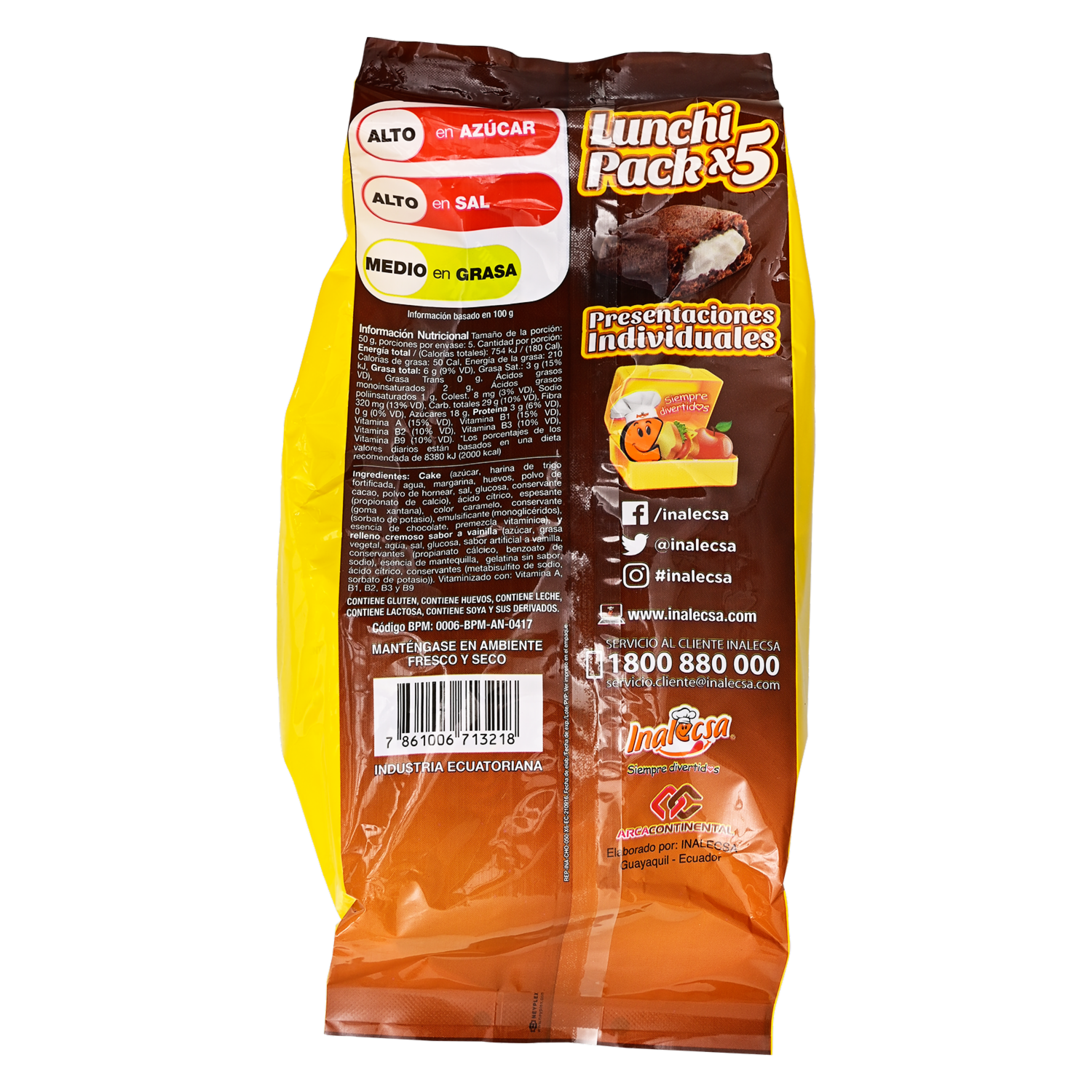 Pack Lunchi Chococake INACAKE! 50 G X5