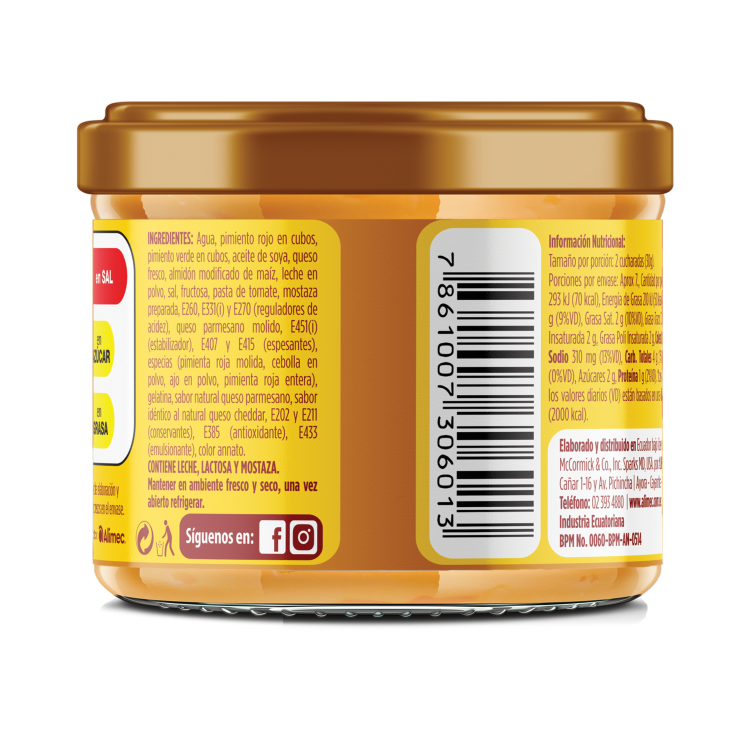 Salsa Dip De Queso Con Pimientos Cheese Chunky MCCORMICK 220 G