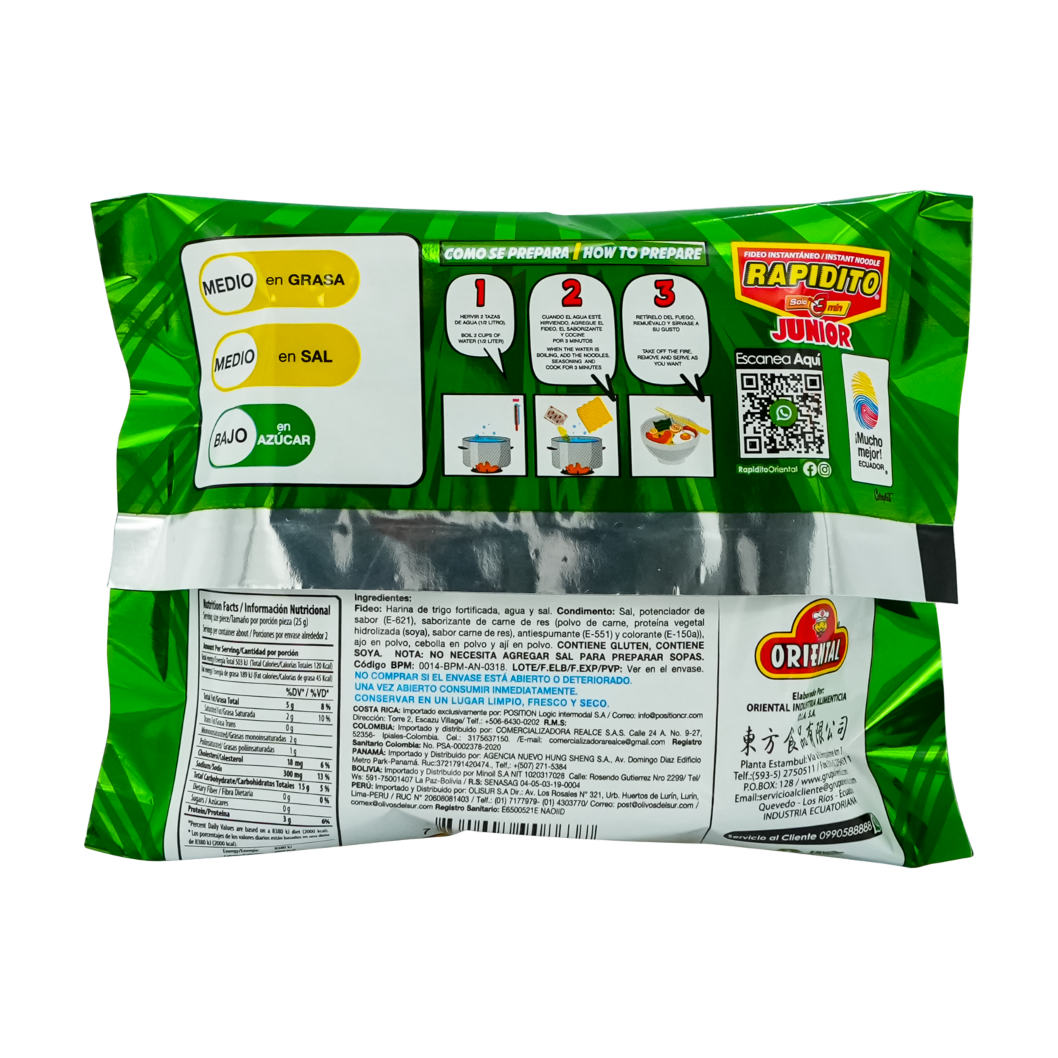 Fideo Instantáneo Rapidito Jr Res ORIENTAL 50 G