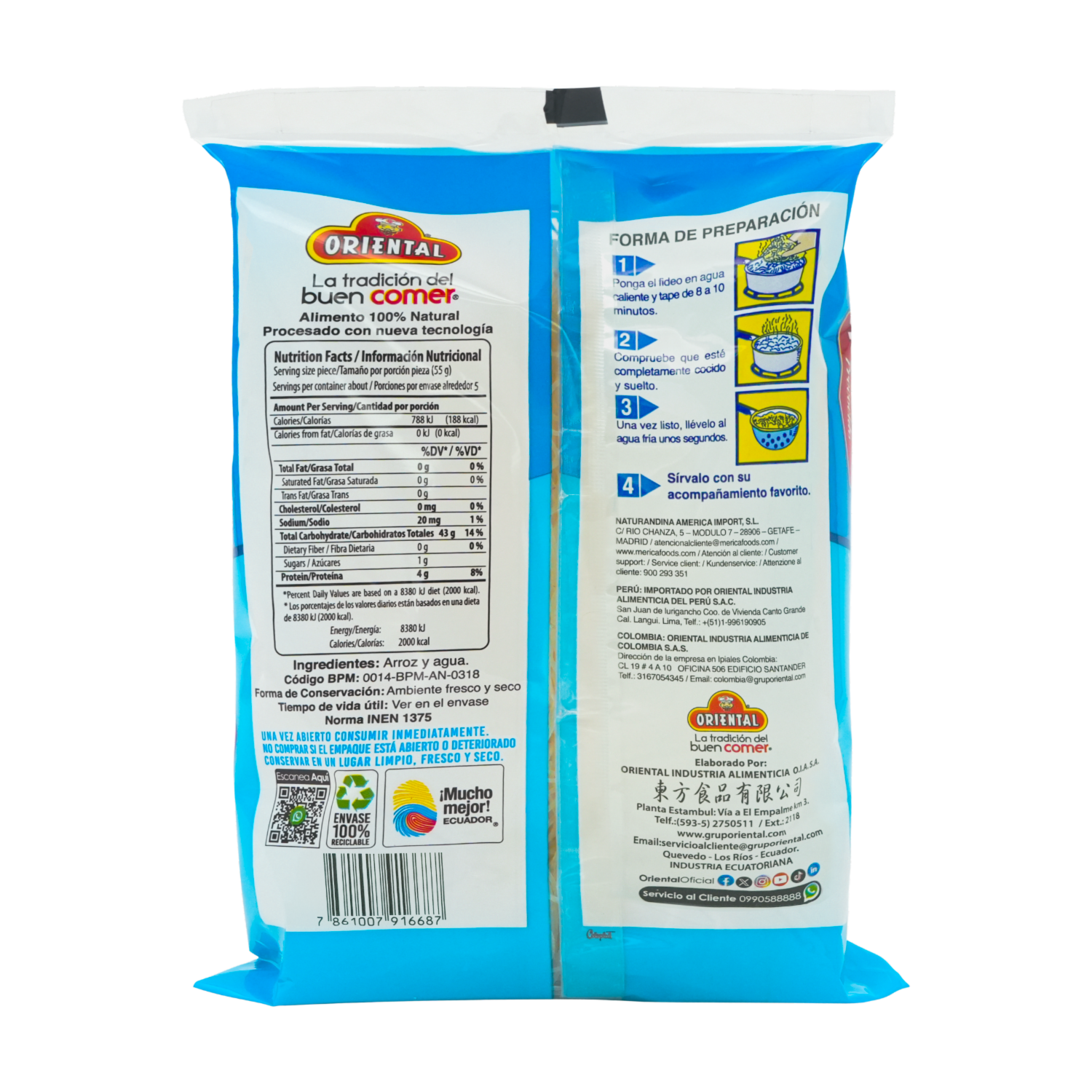 Fideo Grueso De Arroz ORIENTAL 250 G