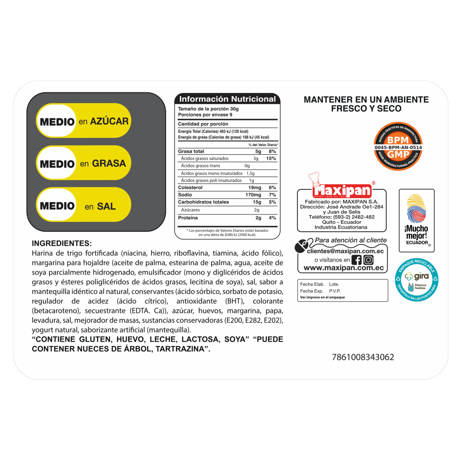 Pan Bolita Enrollada MAXIPAN 270 G