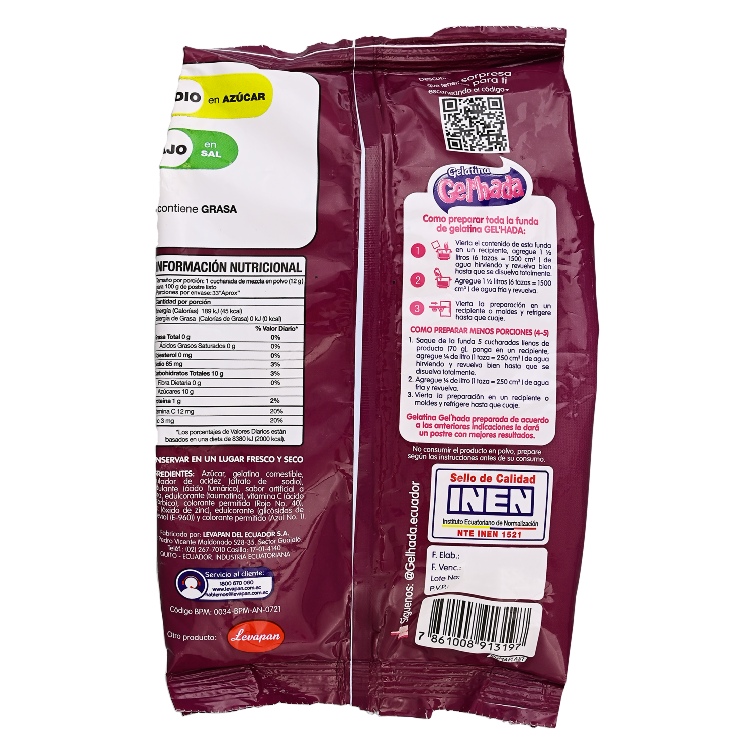 Gelatina En Polvo Sabor A Mora GEL’HADA 400 G