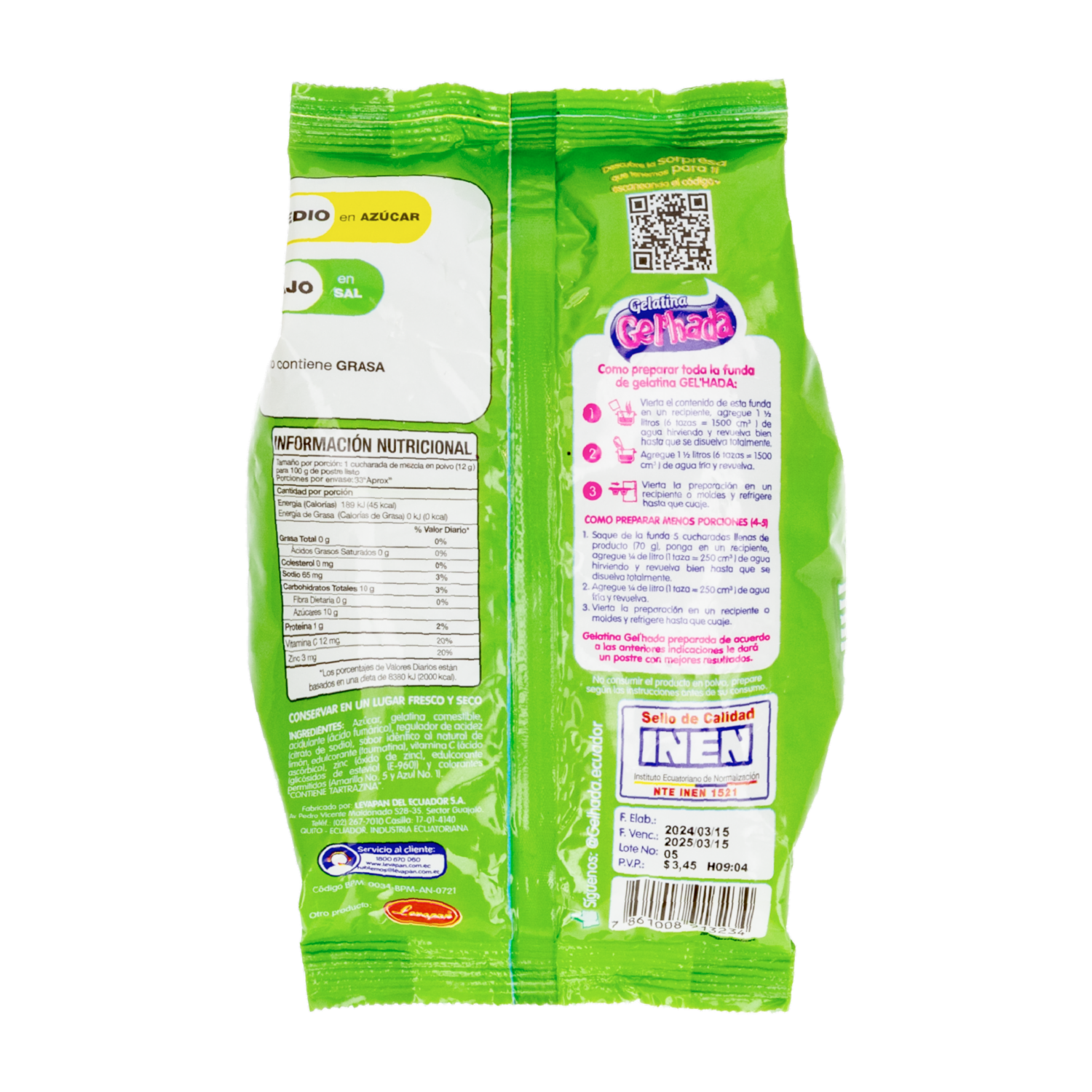 Gelatina En Polvo Sabor A Limón GEL’HADA 400 G