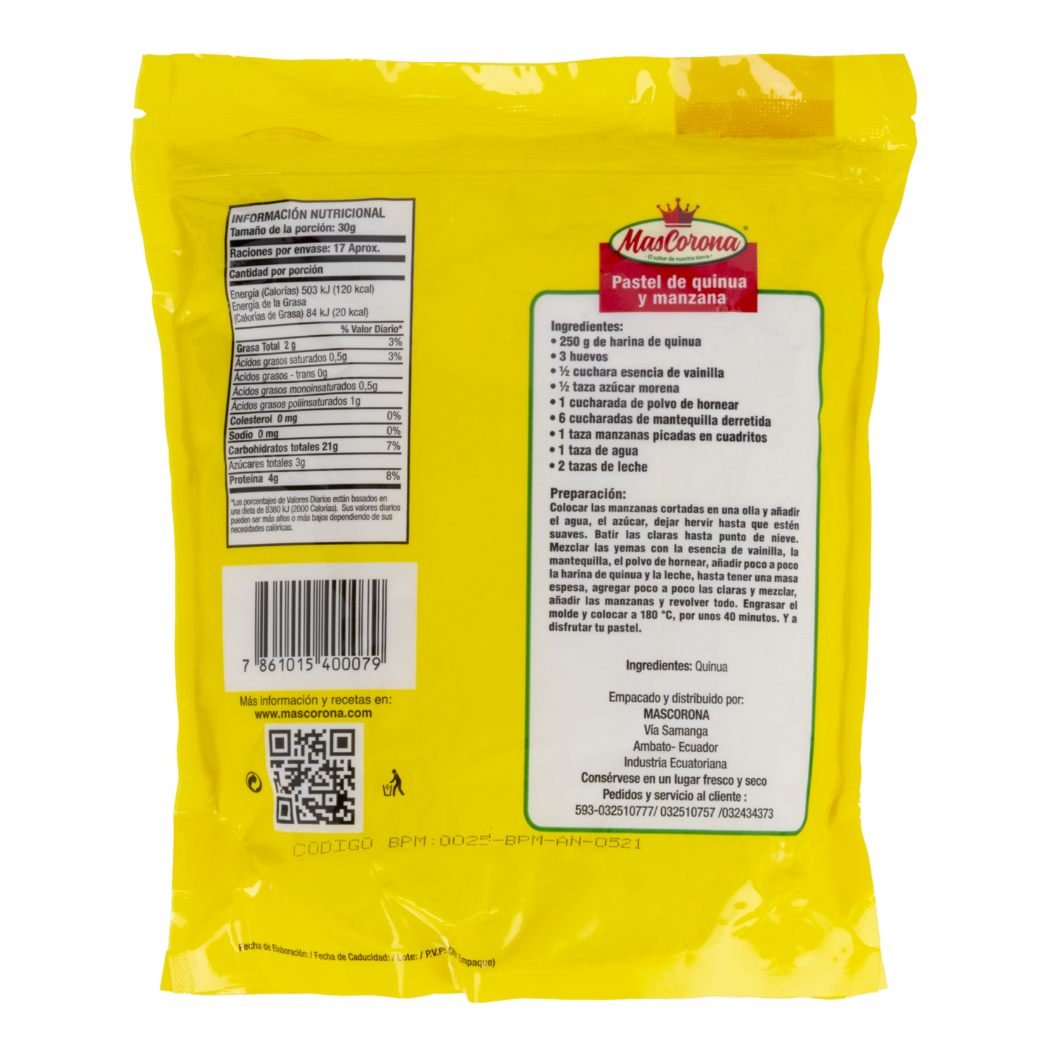 Harina De Quinua Orgánica MASCORONA 500 G