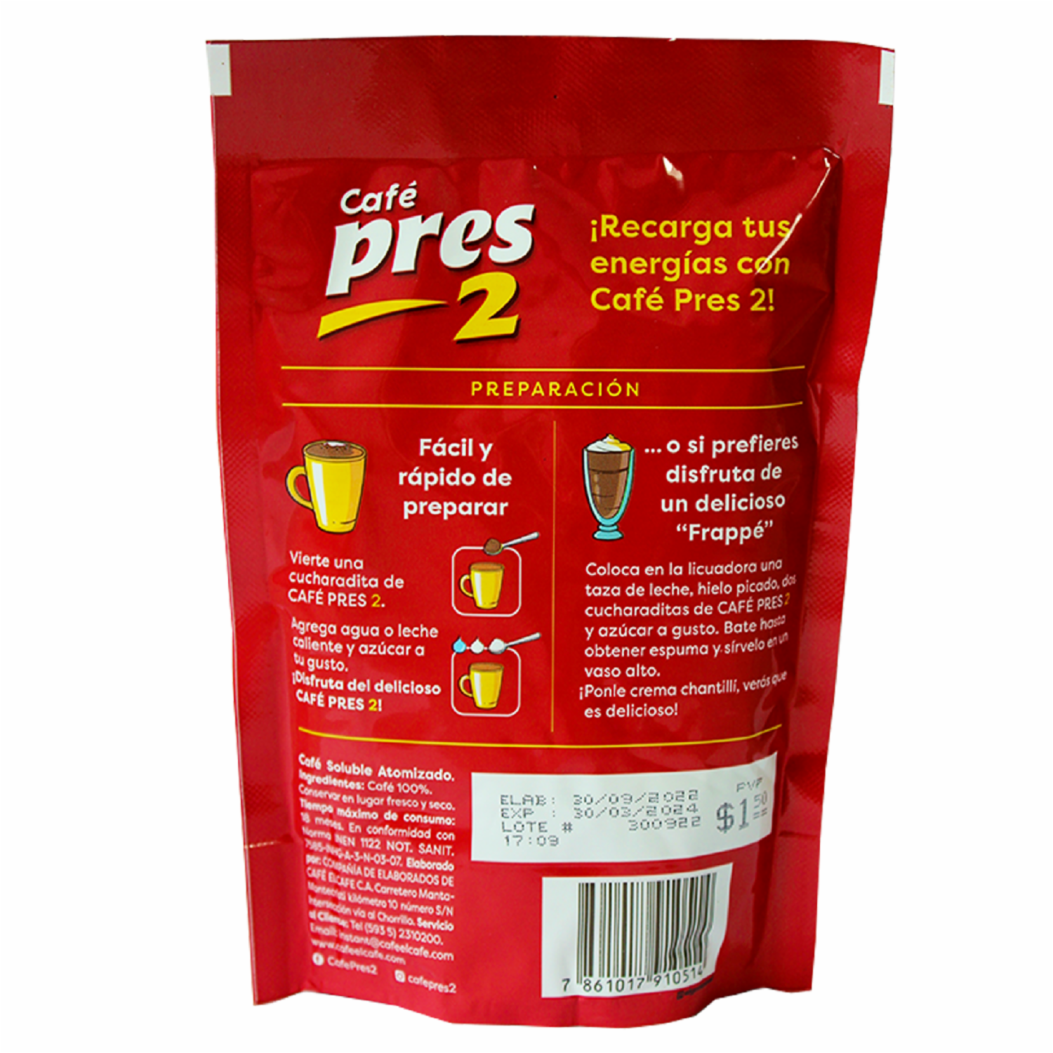 Café Instantáneo Atomizado PRES 2 50 G