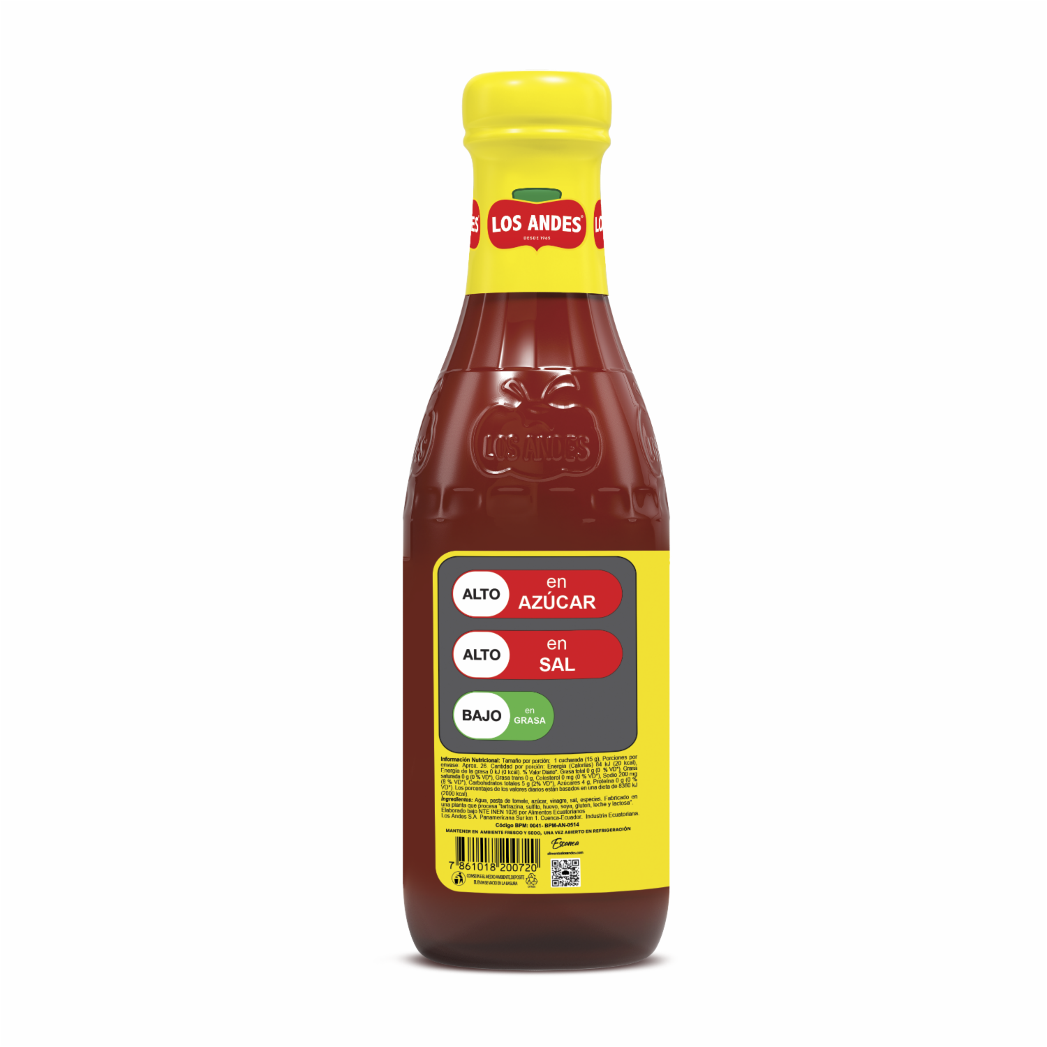 Salsa De Tomate Sin Gluten LOS ANDES Botella De Vidrio 395  G