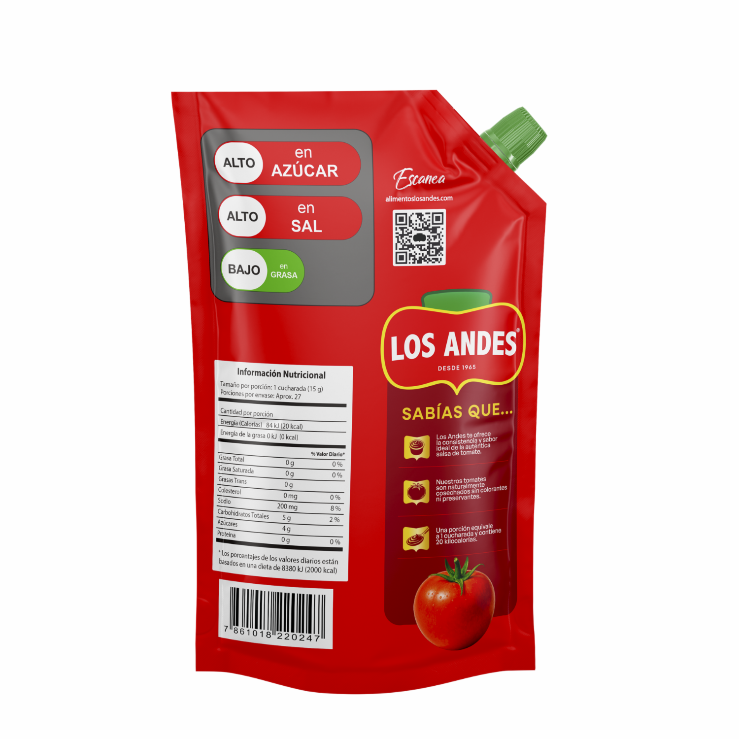 Salsa De Tomate Sin Gluten LOS ANDES DoyPack 400 G