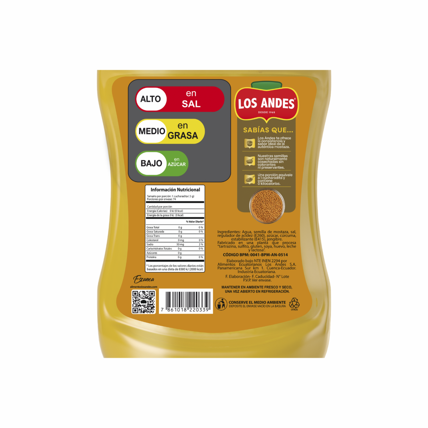 Mostaza Clásica LOS ANDES Squeeze 370 G